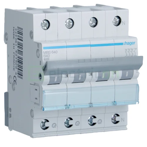 Disjunctor MCB Hager MBS640, 3P+N, curba B, 40A, 6kA cu  QuickConnect