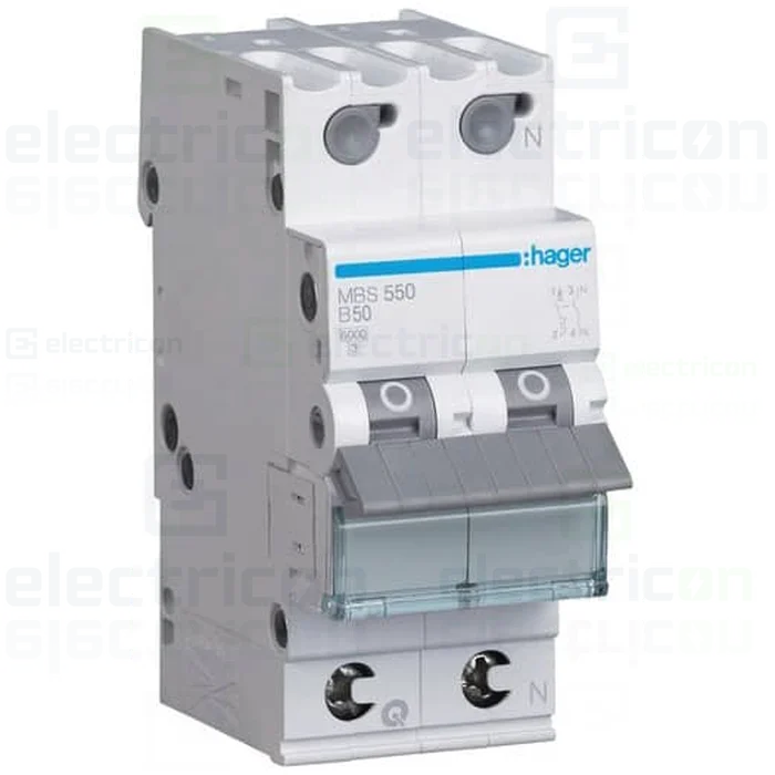 Sigurante automate - Disjunctor MCB Hager MBS550, 1P+N, curba B, 50A, QuickConnect
