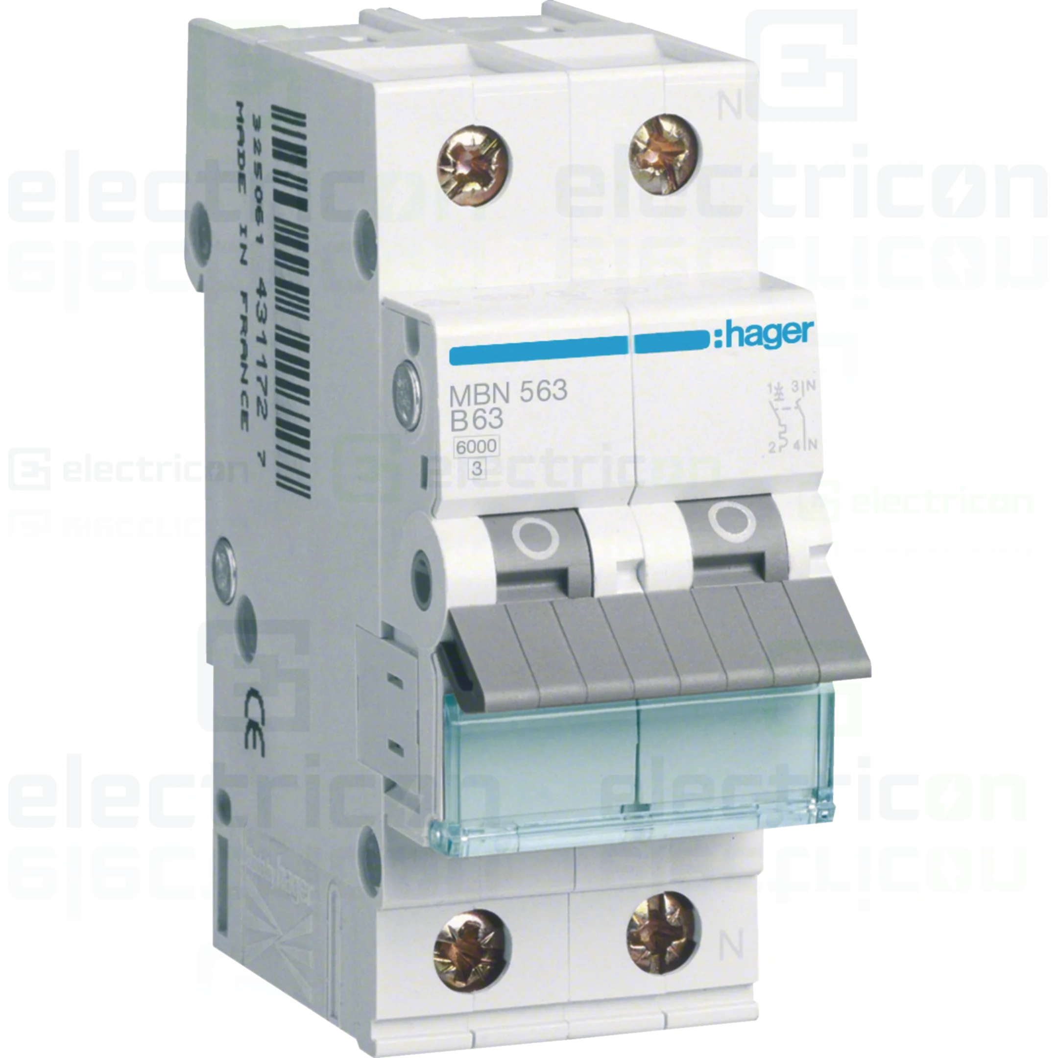 Sigurante automate - Disjunctor MCB Hager MBN563, 1P+N, curba B, 63A, 6kA