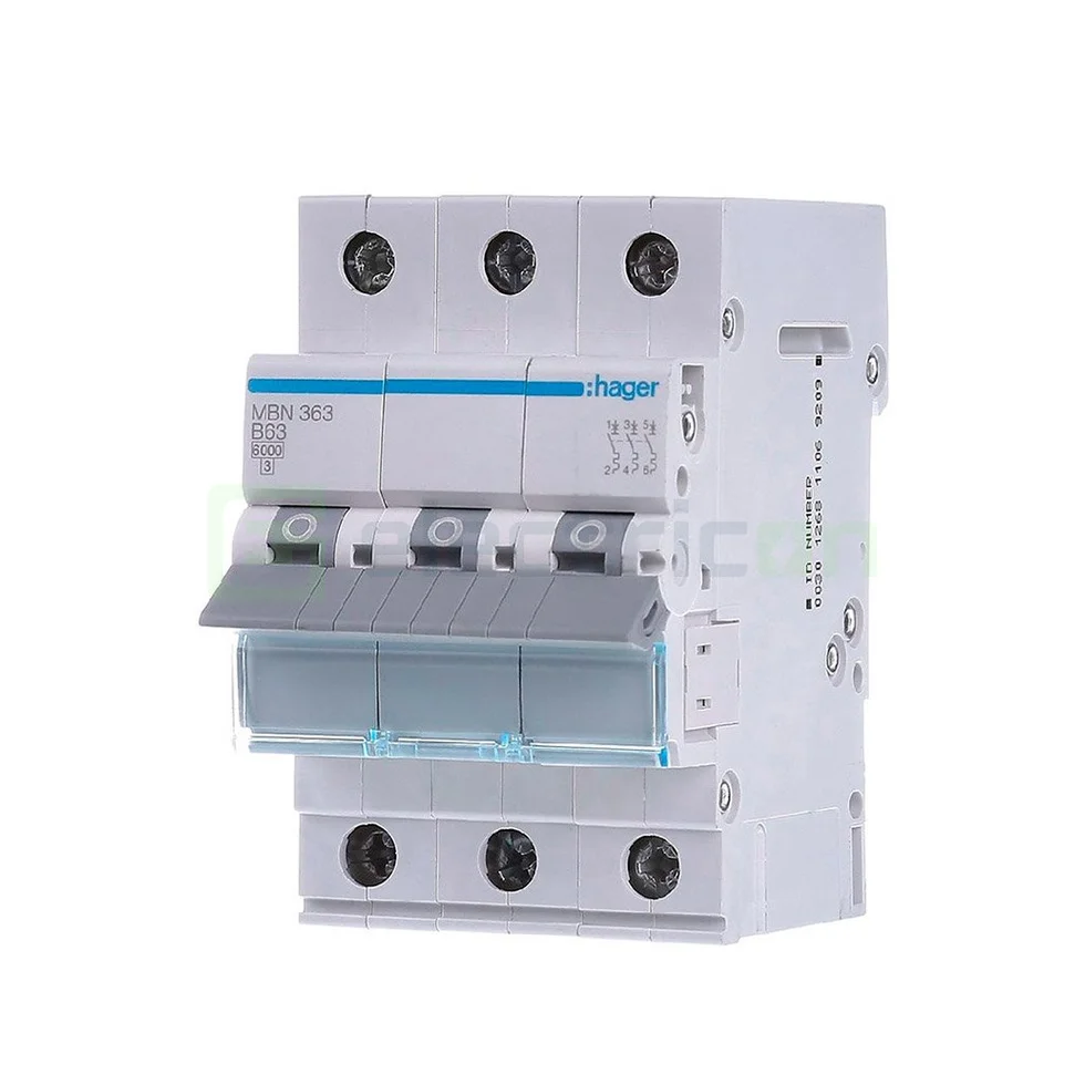 Sigurante automate - Disjunctor MCB Hager MBN363, 3P, curba B, 63A, 6kA