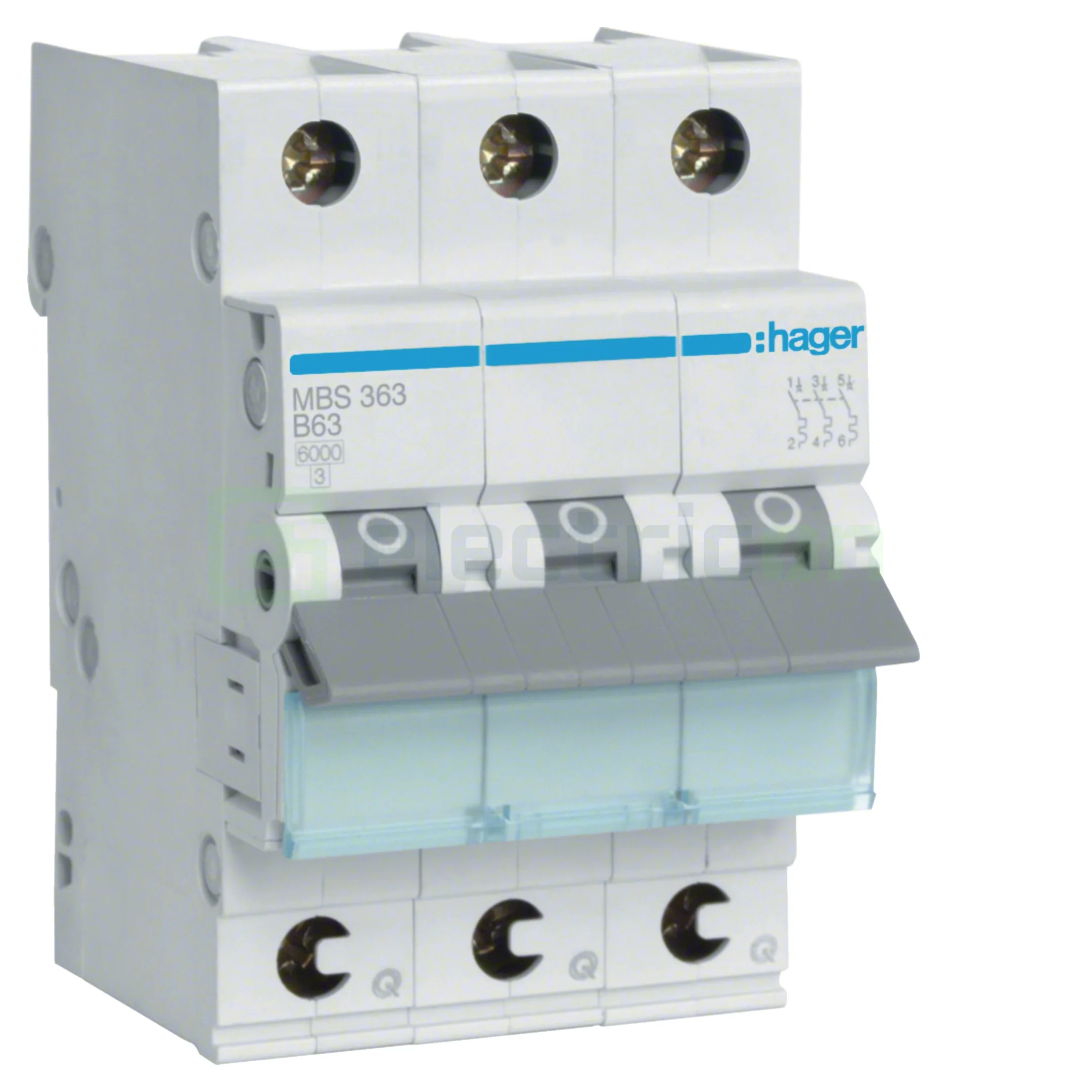 Sigurante automate - Disjunctor MCB Hager MBS363, 3P, curba B, 63A, 6kA QuickConnect