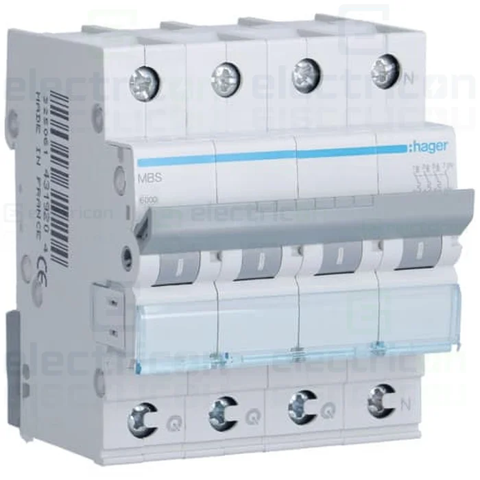 Sigurante automate - Disjunctor MCB Hager MBN663, 3P+N, curba B, 63A, 6kA