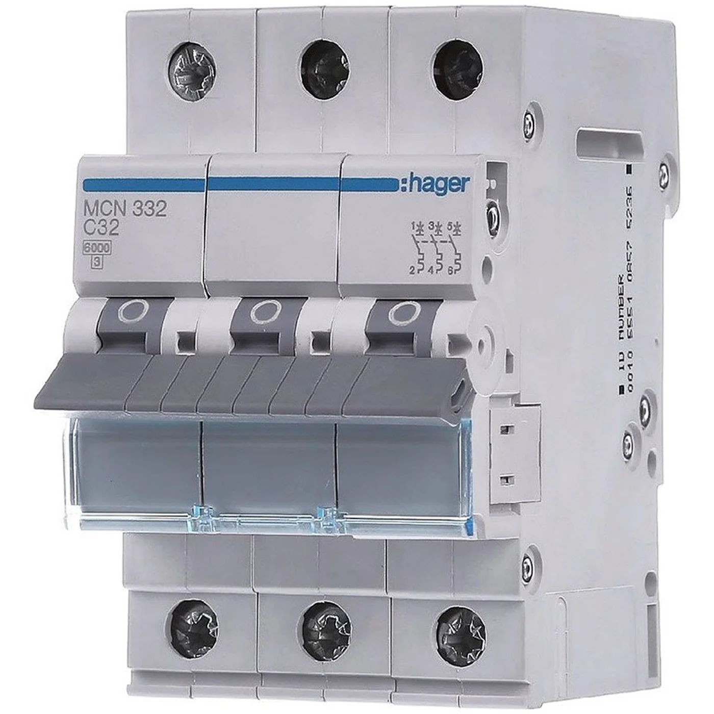 Canal Cablu - Siguranta automata (disjunctor) MCB, curba C, 32 A, 3P, 6 kA, 3M, Hager, MCN332