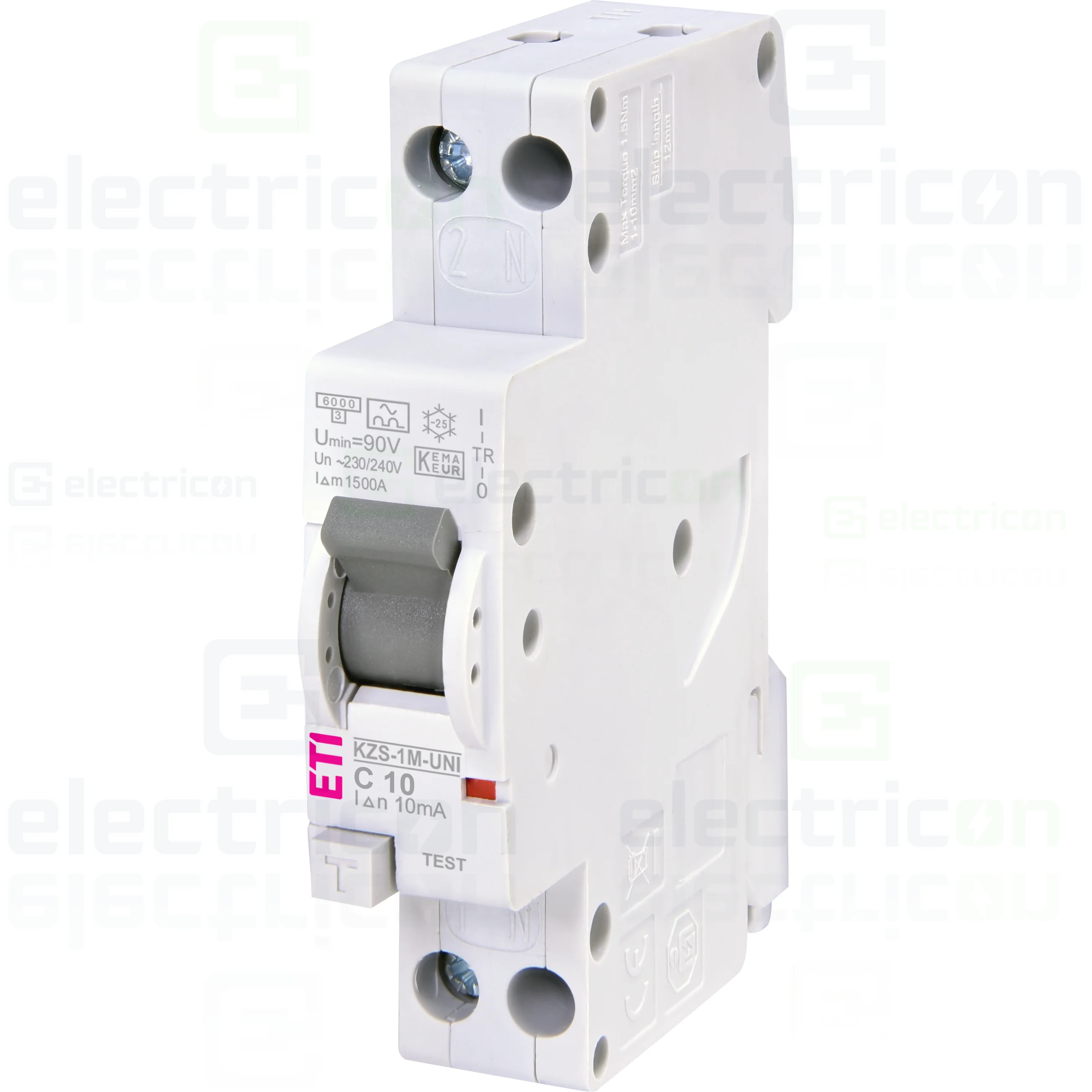 RCBO – siguranțe cu protecție diferențială - RCBO diferențial ETI KZS-1M-UNI 10A 10mA tip A - 002176012