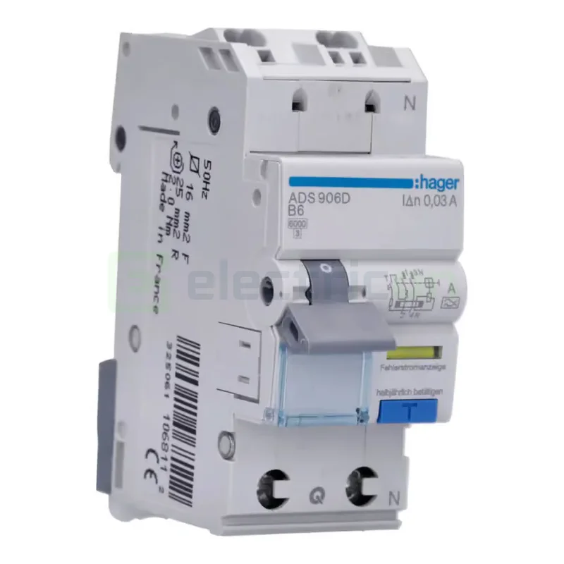 RCBO Hager ADS906D 1P+N tip A B6 30mA QuickConnect