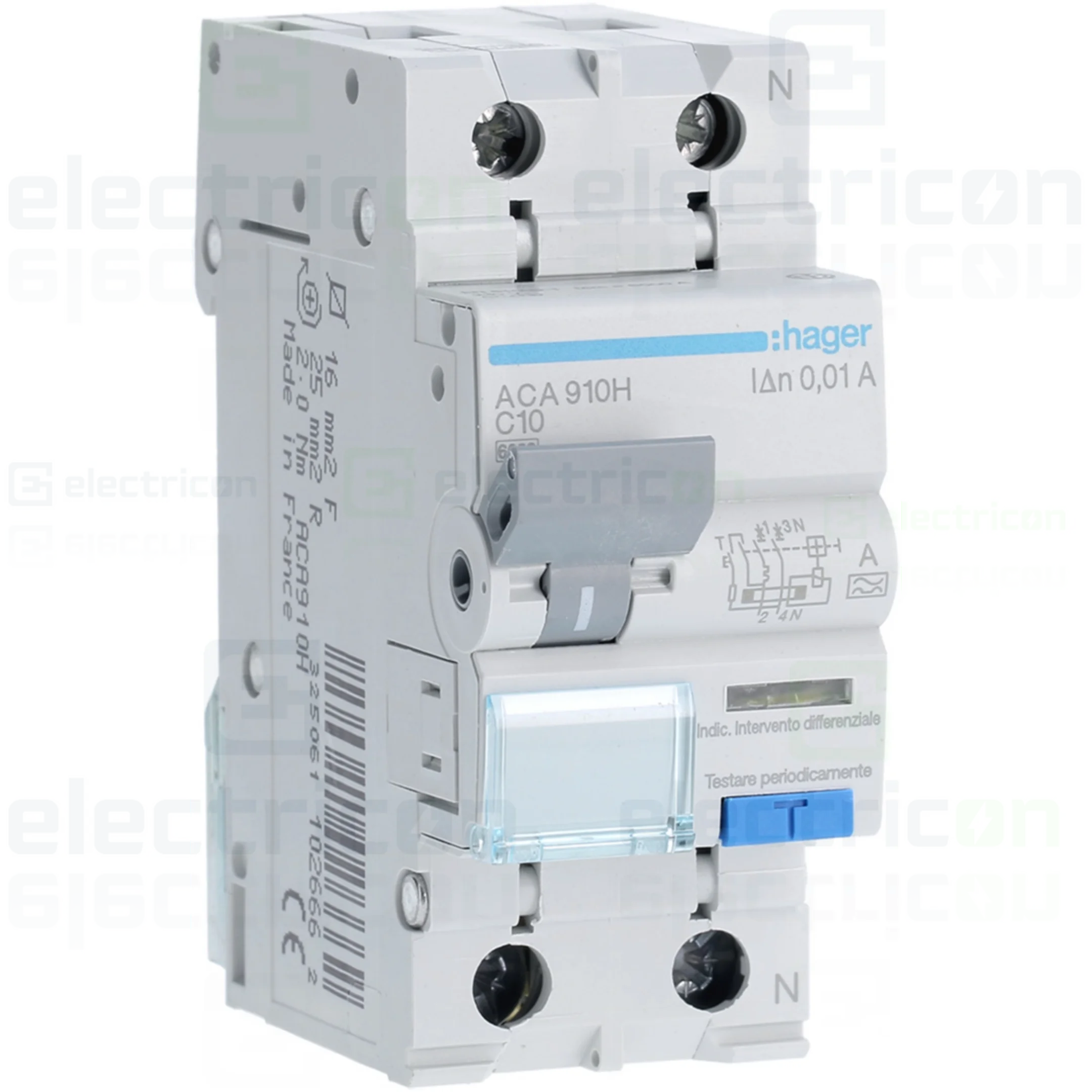 RCBO – siguranțe cu protecție diferențială - RCBO Hager ACA910H 1P+N tip A C10 10mA