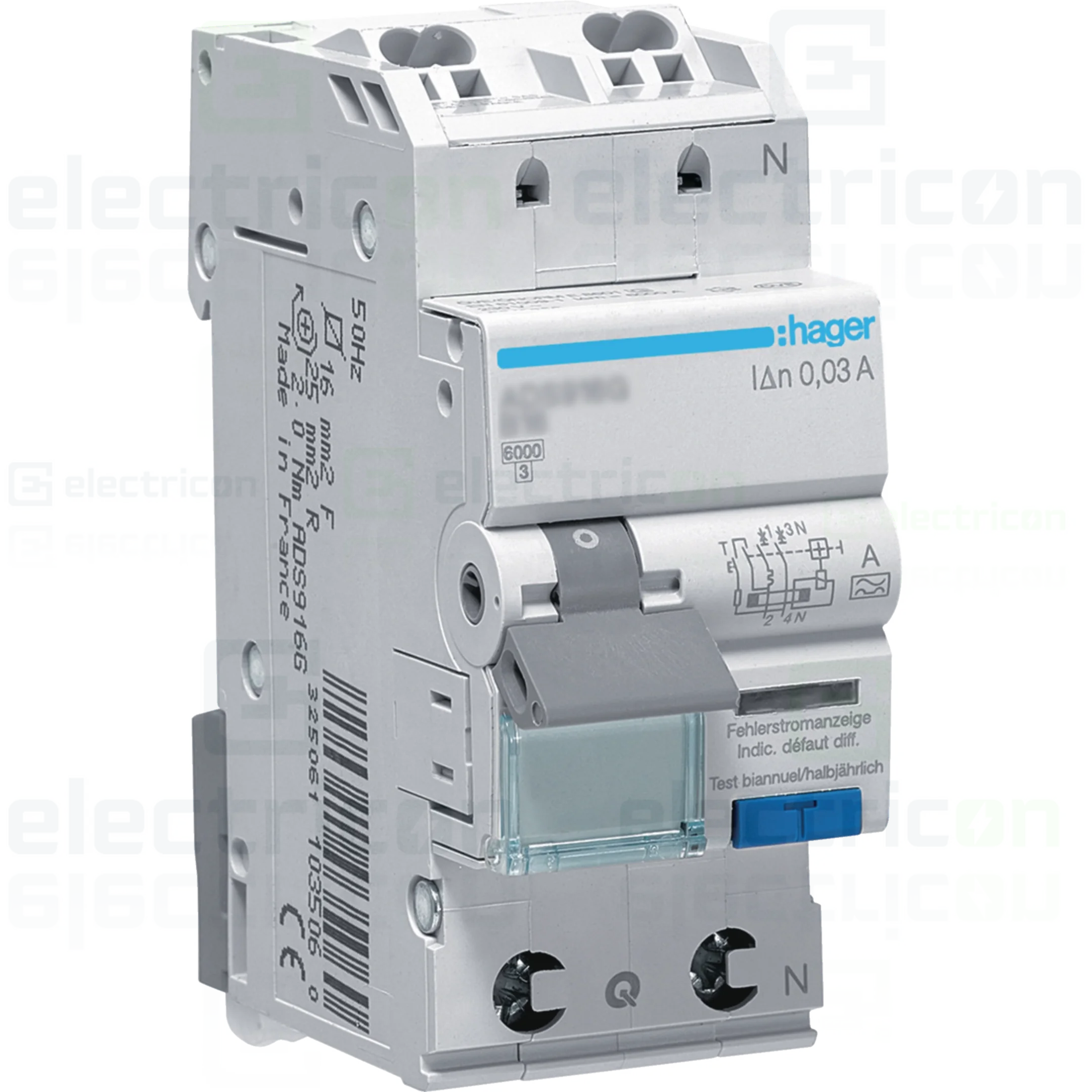 RCBO – siguranțe cu protecție diferențială - RCBO Hager ADS960D 1P+N tip A C10 30mA QuickConnect