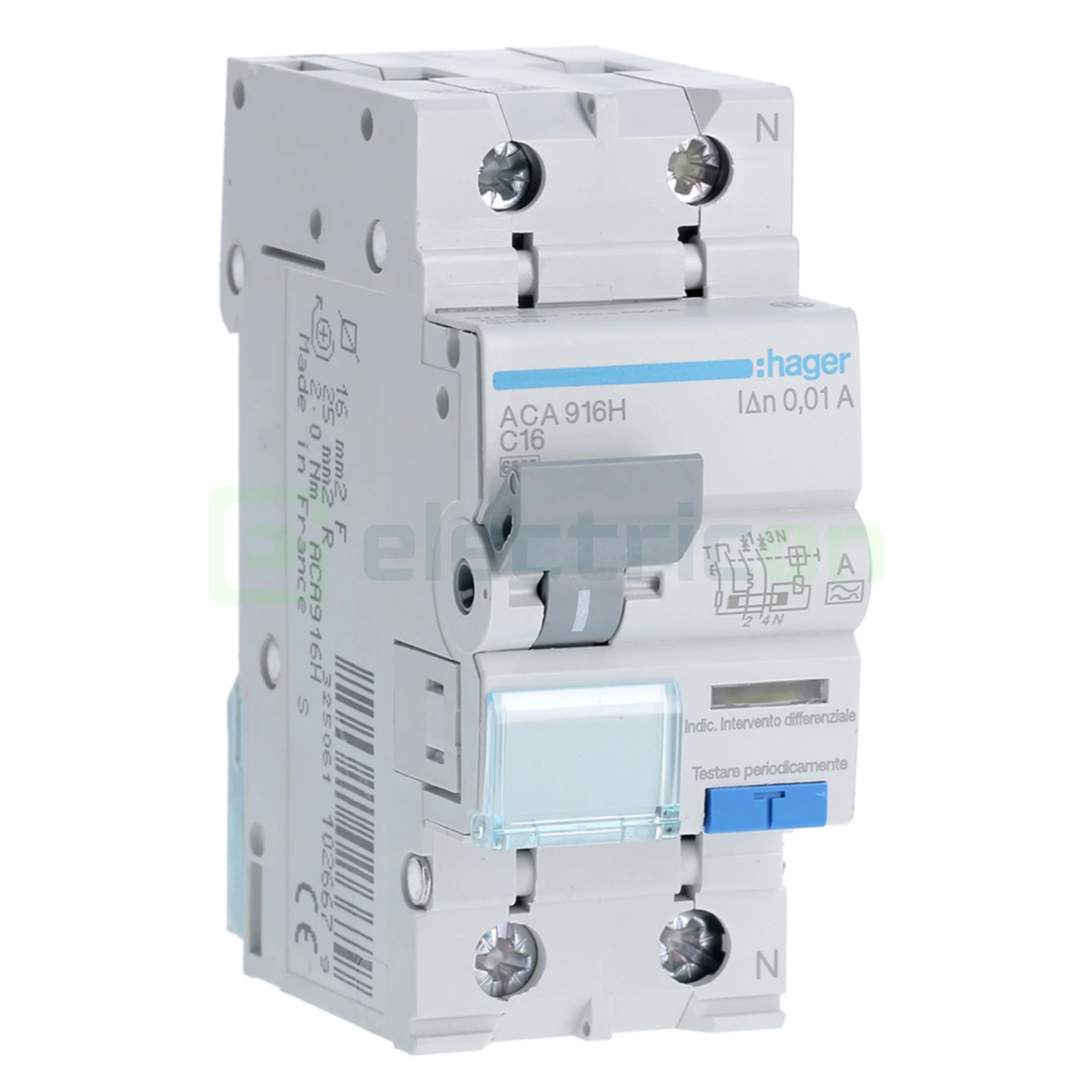 RCBO – siguranțe cu protecție diferențială - RCBO Hager ACA916H 1P+N tip A C16 10mA