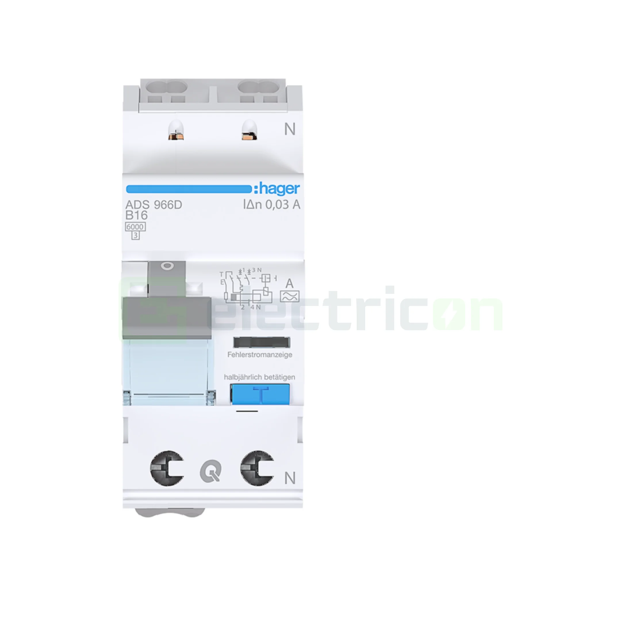 RCBO Hager ADS966D 1P+N tip A C16 30mA QuickConnect