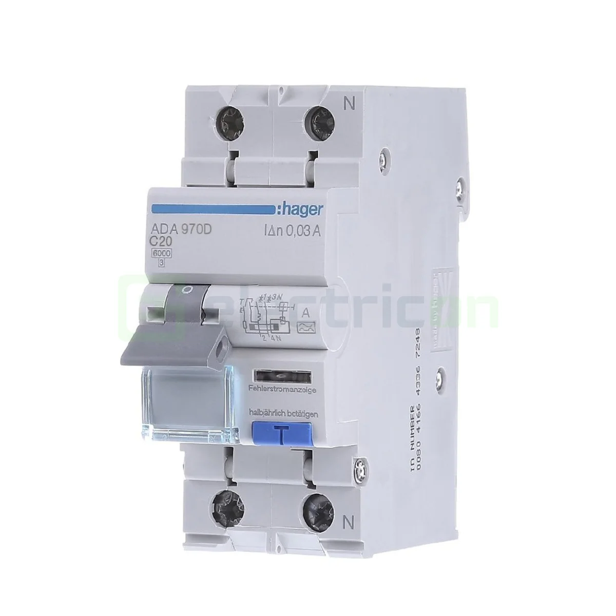 RCBO Hager ADA970D 1P+N tip A C20 30mA