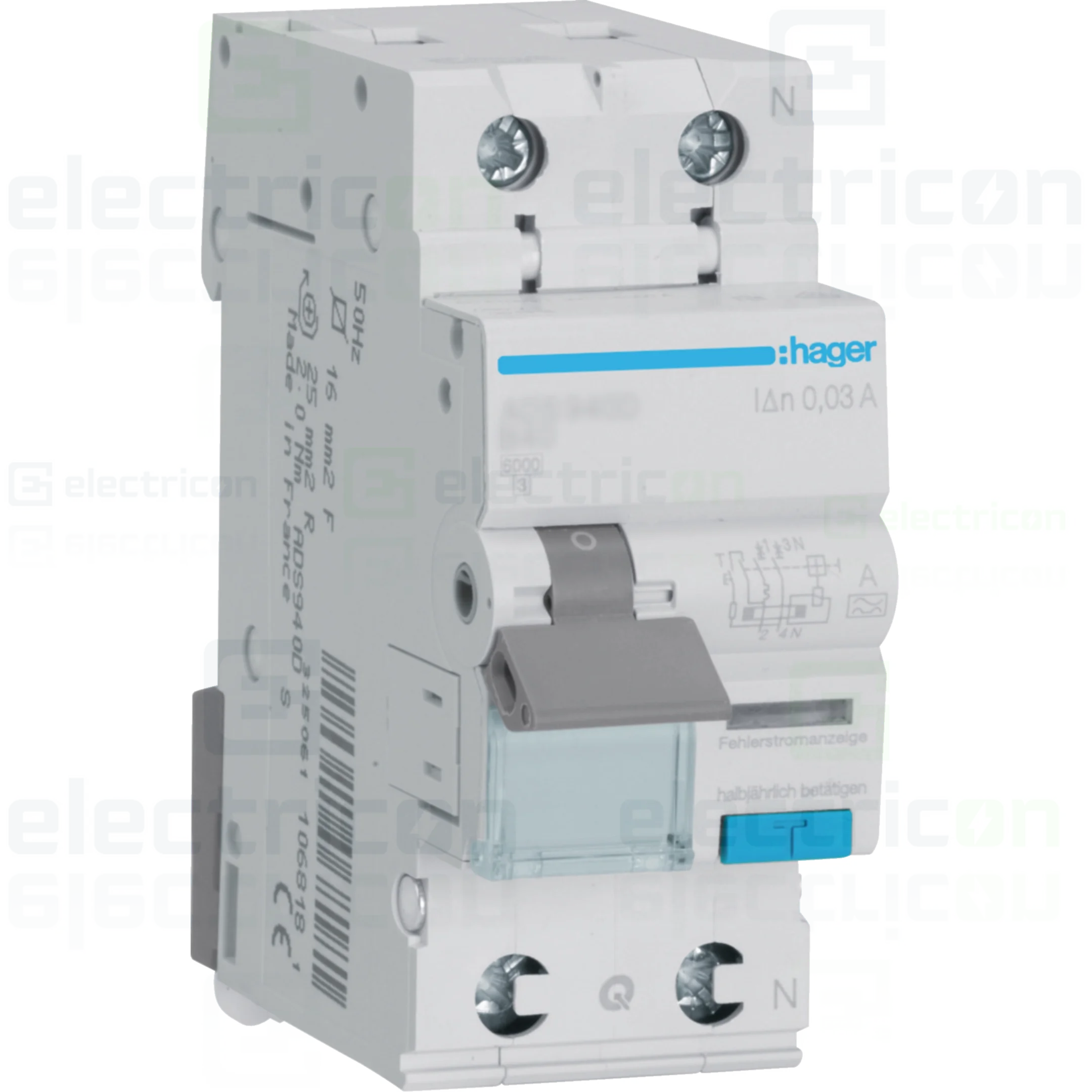 RCBO – siguranțe cu protecție diferențială - RCBO Hager ADS990D 1P+N tip A C40 30mA QuickConnect