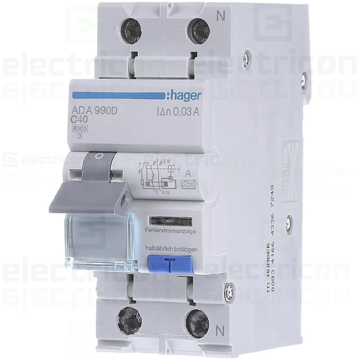 Siguranțe, Diferentiale, Separatori & Busbar - RCBO Hager ADA990D 1P+N tip A C40 30mA