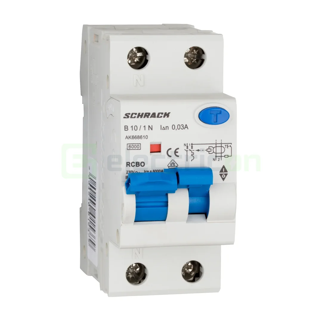 RCBO – siguranțe cu protecție diferențială - Siguranta RCBO 10A/30mA Schrack - AK668610