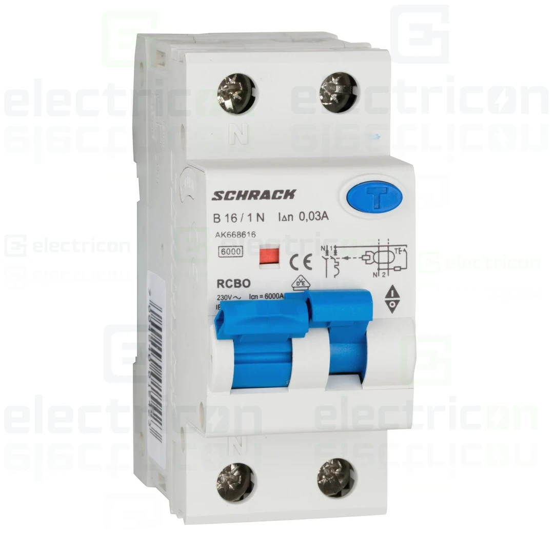 RCBO – siguranțe cu protecție diferențială - Siguranta RCBO 16A/30mA Schrack - AK668616