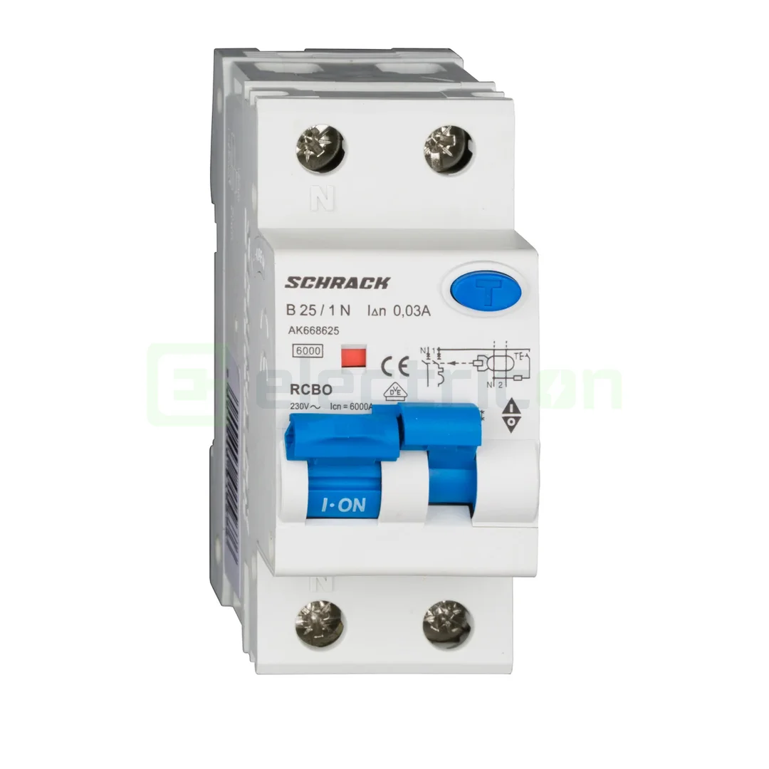 RCBO – siguranțe cu protecție diferențială - Siguranta RCBO 25A/30mA Schrack - AK668625