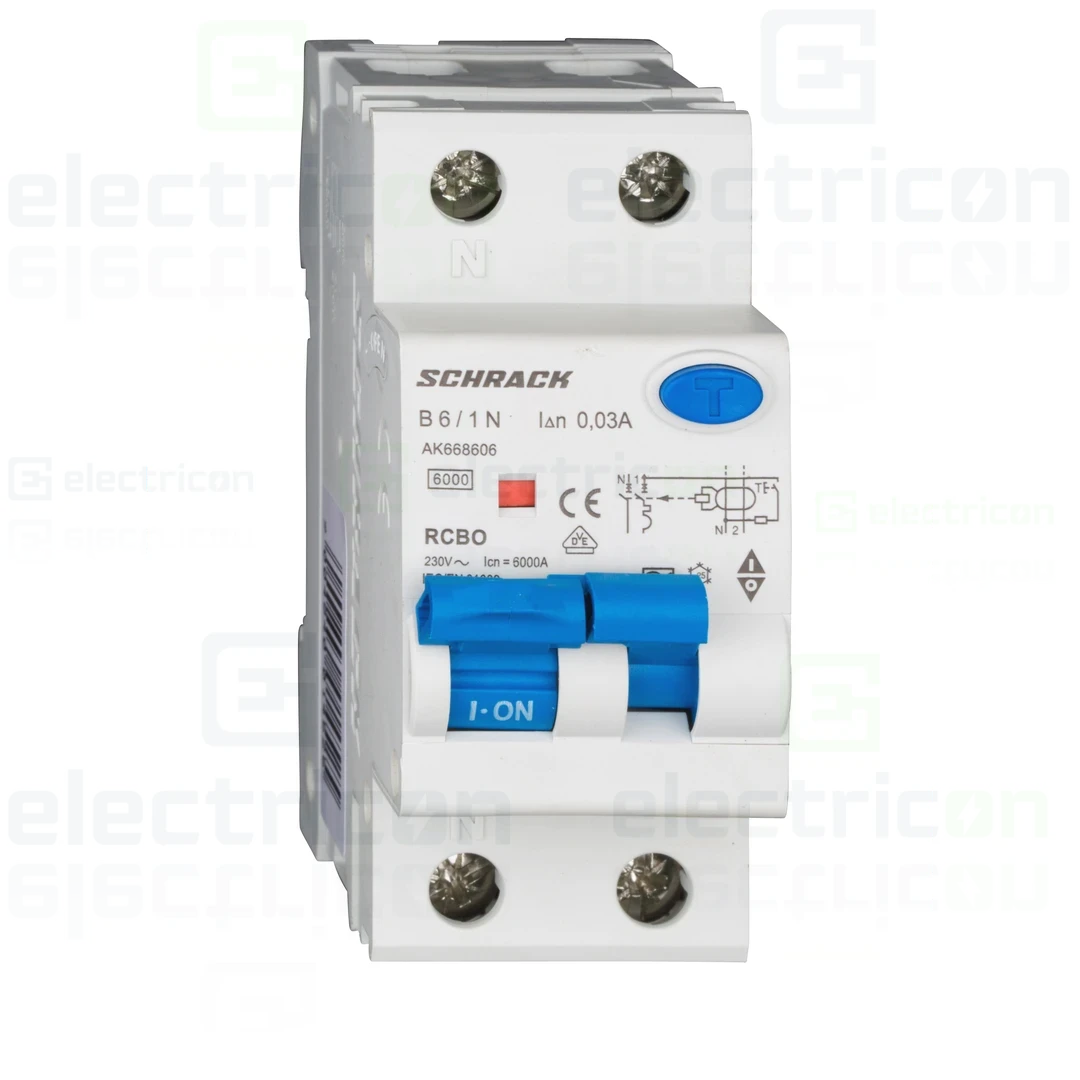 RCBO – siguranțe cu protecție diferențială - Siguranta RCBO 6A/30mA Schrack - AK668606