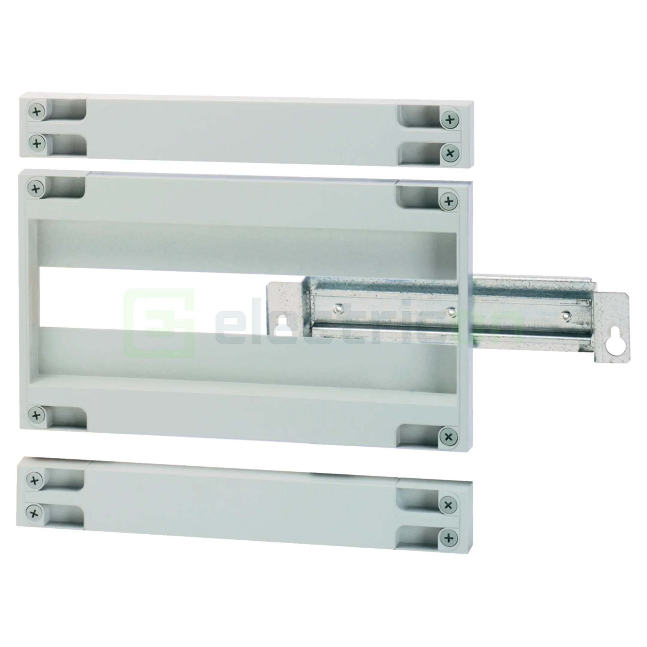 sina DIN cu plastroni pentru dulapuri Orion cu lațime 400mm,  16 module, înalțime 300 mm, Hager, FL371A