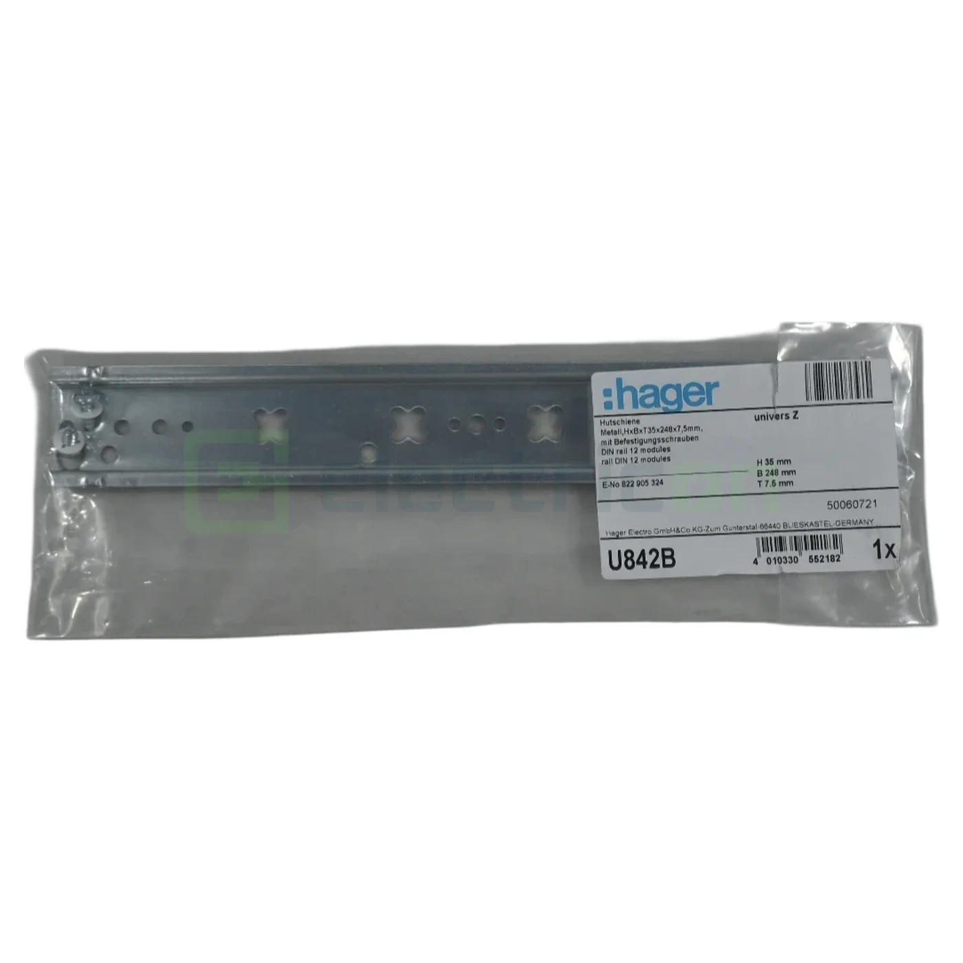 Accesorii Tablouri Hager - sina DIN, lungime 12 module, pentru tablouri FWU si FWB, 7.5mm,  universZ, Hager, U842B