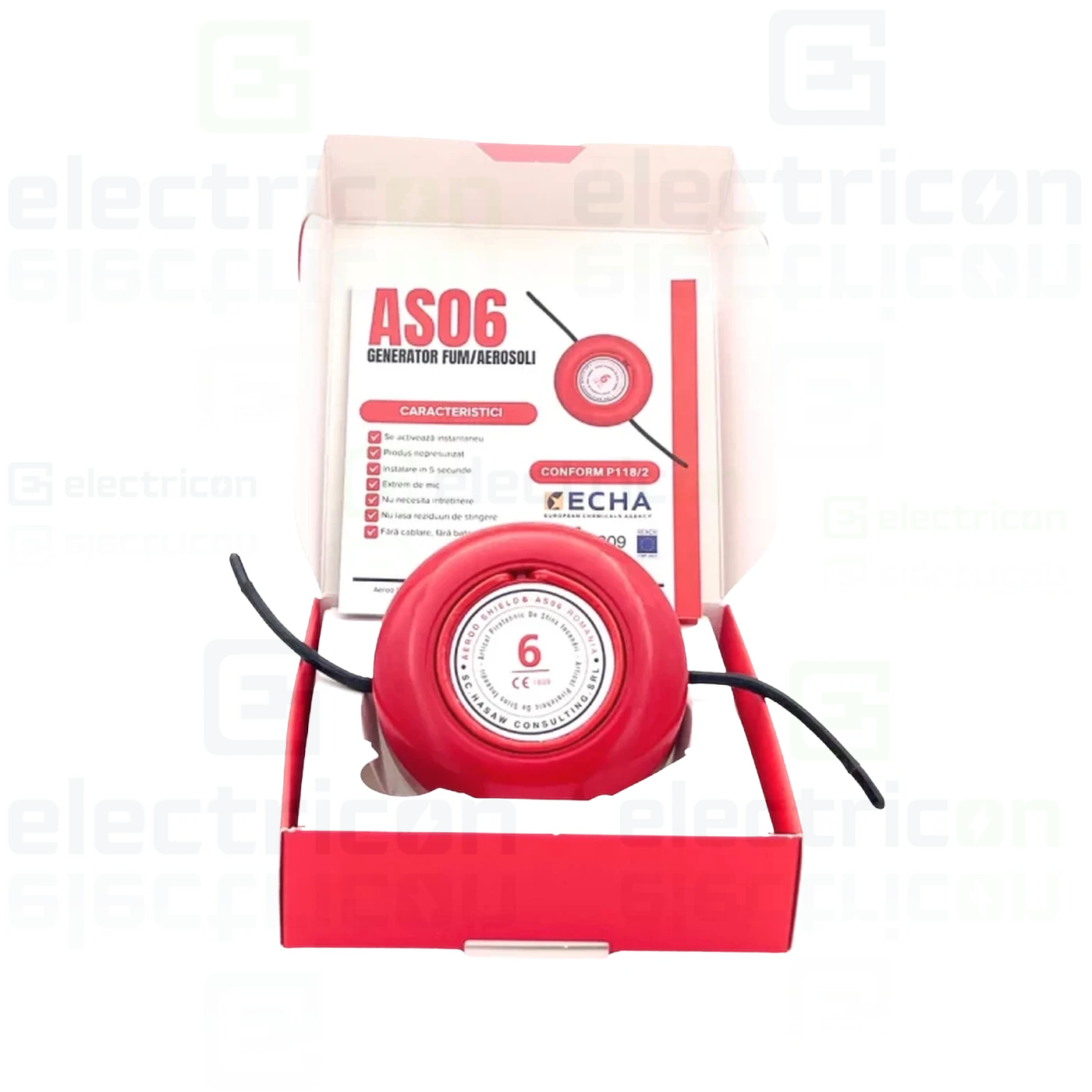 Pastila stingere incediu pentru tablou electric cu aerosoli , capacitatea de stingere 0.6 mc, pornire la contact cu flacara, Aeroo Shield 6, AS06 [1]