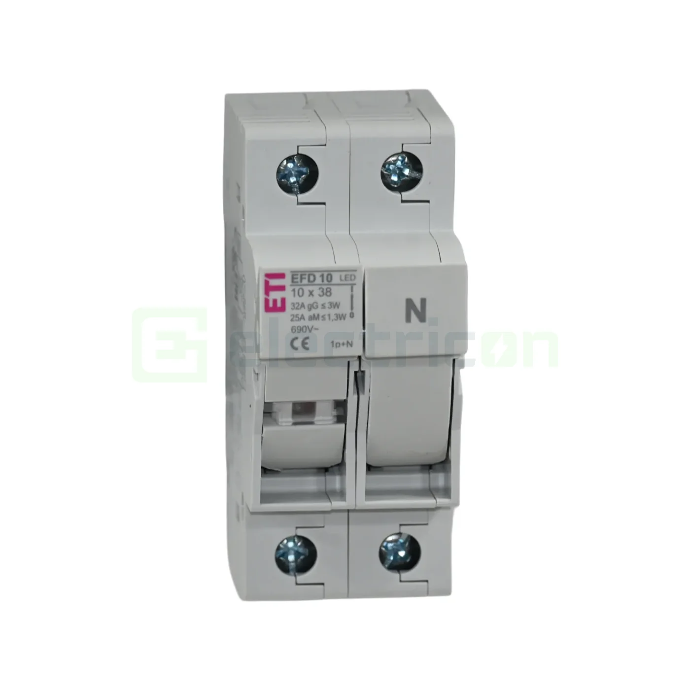 Soclu pentru fuzibile & sigurante fuzibile - Separator fuzibil (soclu), pentru CH 10x38, maxim 32A, 1P+N, cu indicator LED, EFD 10 1P+N LED, ETI, 002540012