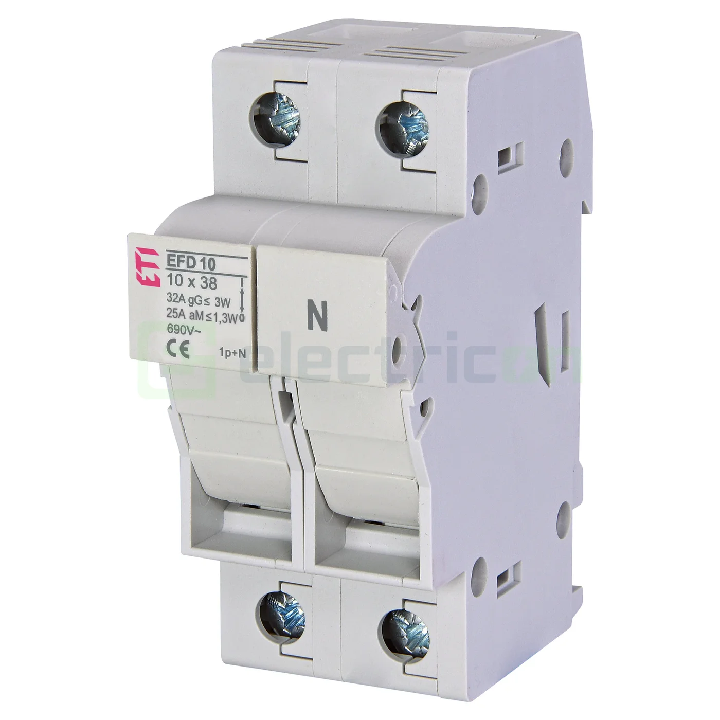 Soclu pentru fuzibile & sigurante fuzibile - Separator fuzibil (soclu), pentru CH 10x38, maxim 32A, 1P+N, EFD 10 1P+N, ETI, 002540002