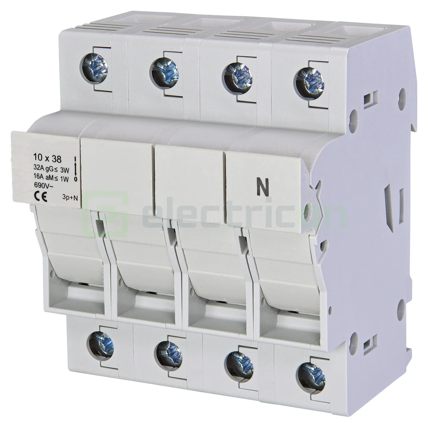 Separator fuzibil (soclu), pentru CH 10x38, maxim 32A, 3P+N,  Schrack, IS506105