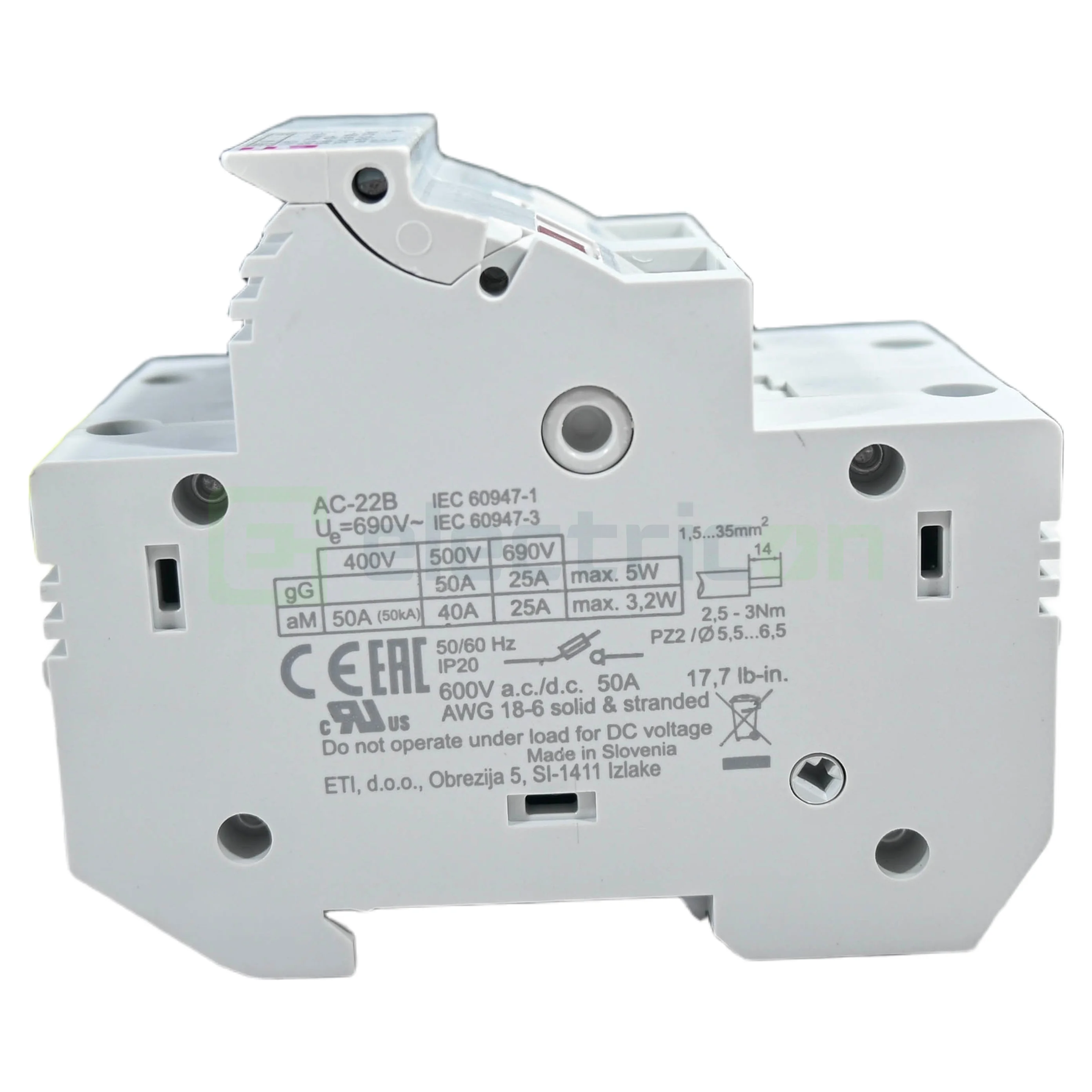 Separator fuzibil (soclu), pentru CH 14x51, maxim 50A, 1P+N, cu LED ,EFD 14 1p+N LED,  ETI, 002560012 [4]