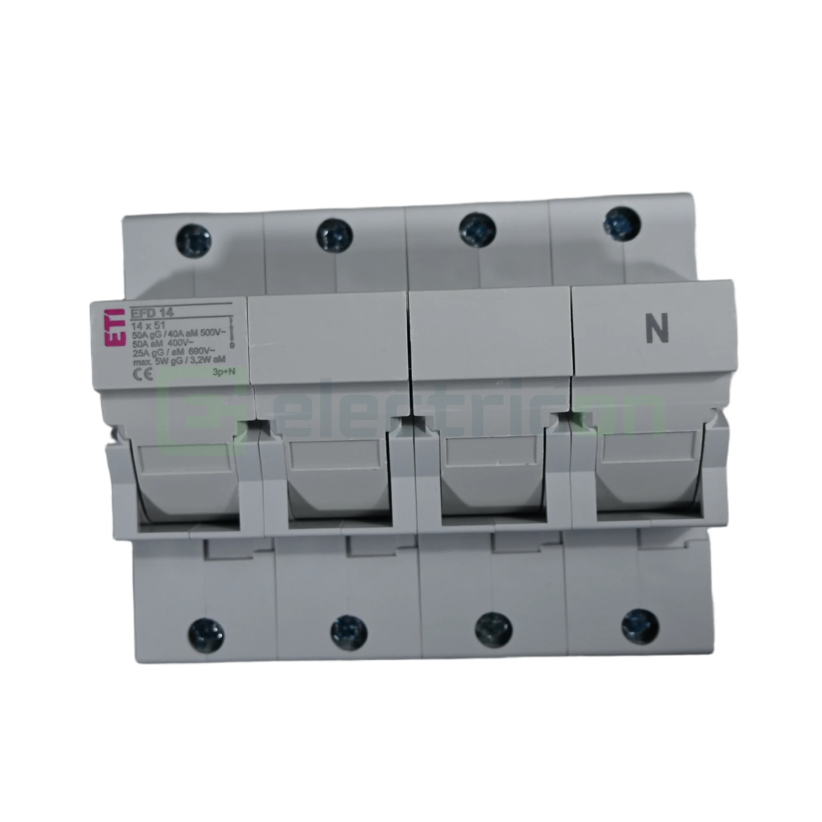 Separator fuzibil (soclu), pentru CH 14x51, maxim 50A, 3P+N, EFD 14 3P+N, ETI, 002560005