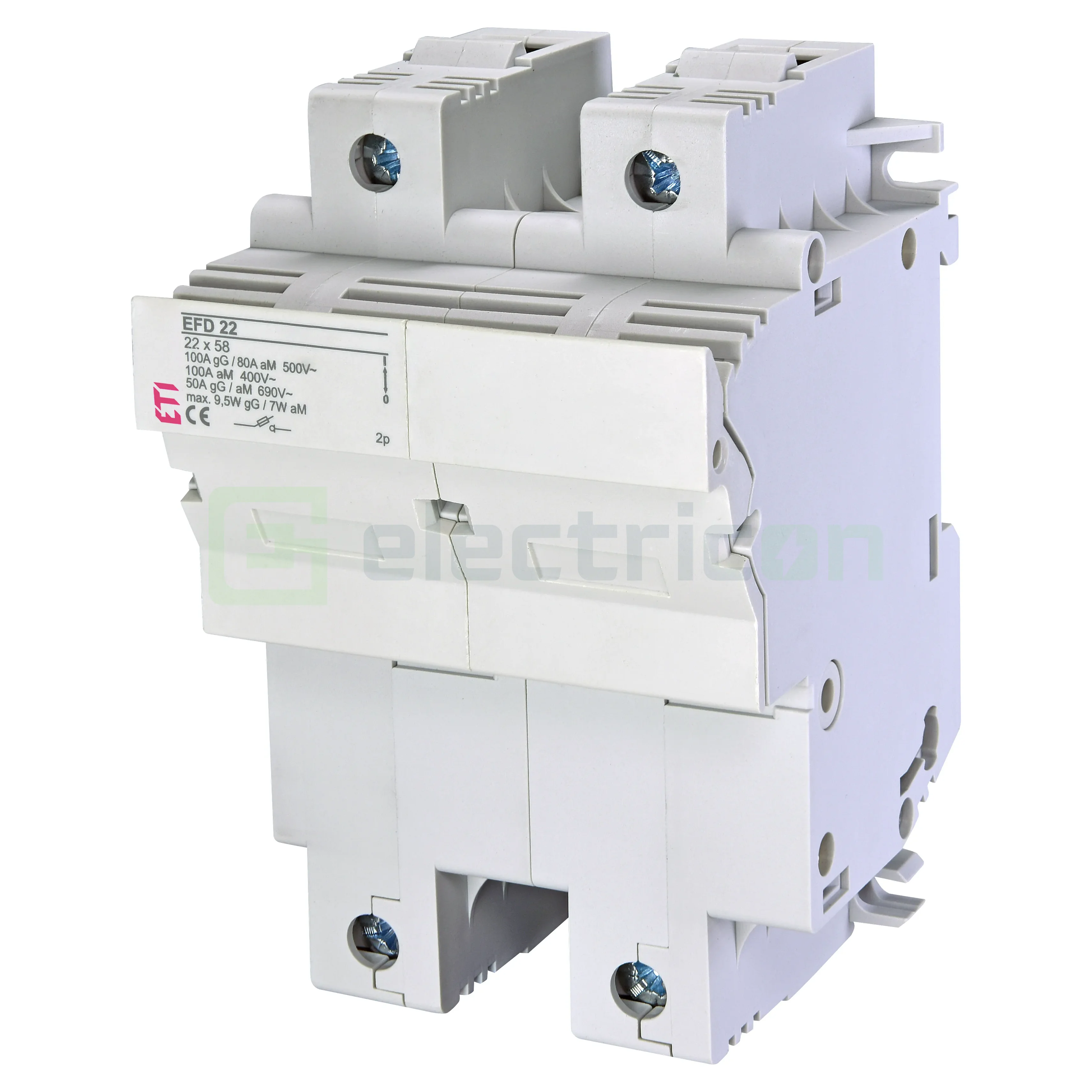 Separator fuzibil (soclu), pentru CH 22x58, maxim 100A, 2P, EFD 22 2p,  ETI, 002570003