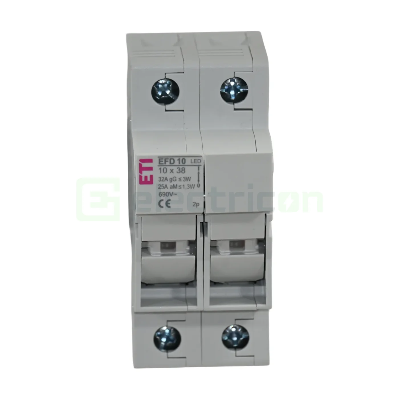 Soclu pentru sigurante fuzibile - Separator fuzibil (soclu), pentru CH10x38, maxim 32A, 2P, cu LED,EFD 10 2p LED,  ETI, 002540013