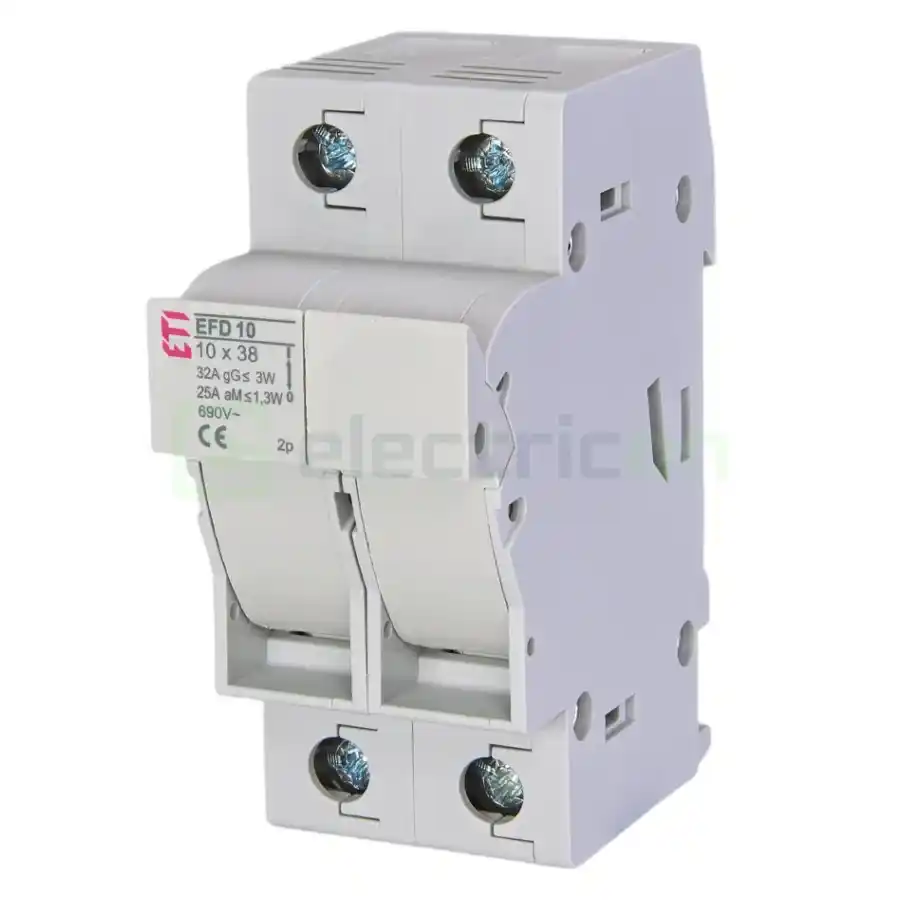 Soclu pentru sigurante fuzibile - Separator fuzibil (soclu), pentru CH10x38, maxim 32A, 2P,EFD 10 2p,  ETI, 002540003