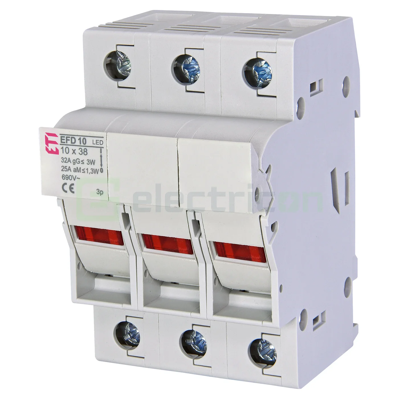 Separator fuzibil (soclu), pentru CH10x38, maxim 32A, 3P, cu LED, EFD 10 3p LED,  ETI, 002540014