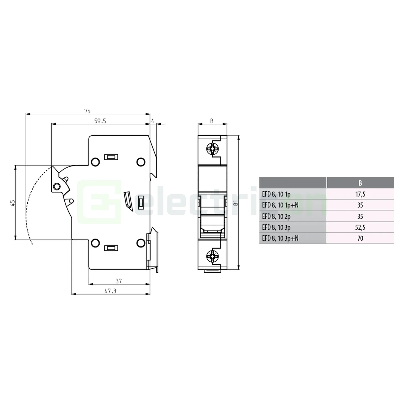 Separator fuzibil (soclu), pentru CH10x38, maxim 32A,3P EFD 10 3p,  ETI, 002540004 [1]