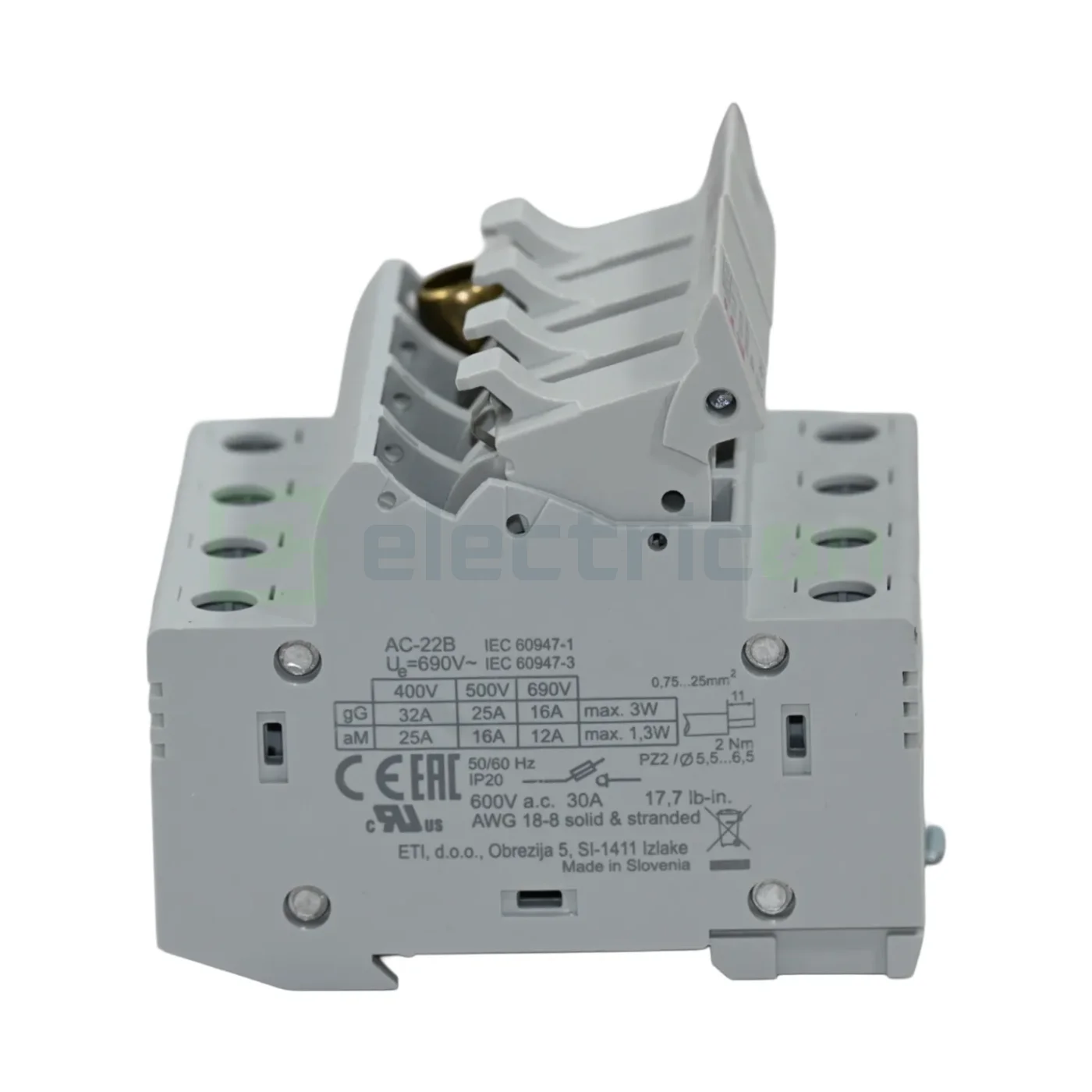 Separator fuzibil (soclu), pentru CH10x38, maxim 32A, 3P+N, cu LED,EFD 10 3p+N LED,  ETI, 002540015 [6]