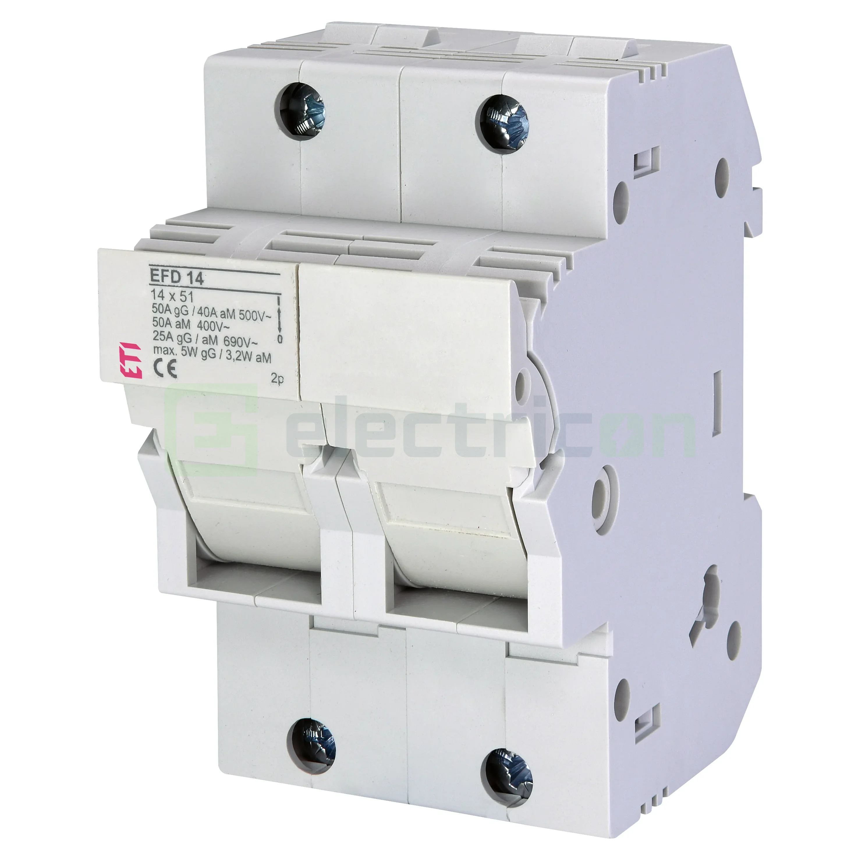 Separator fuzibil (soclu), pentru CH14x51, maxim 50A, 2P, EFD 14 2p,  ETI, 002560003