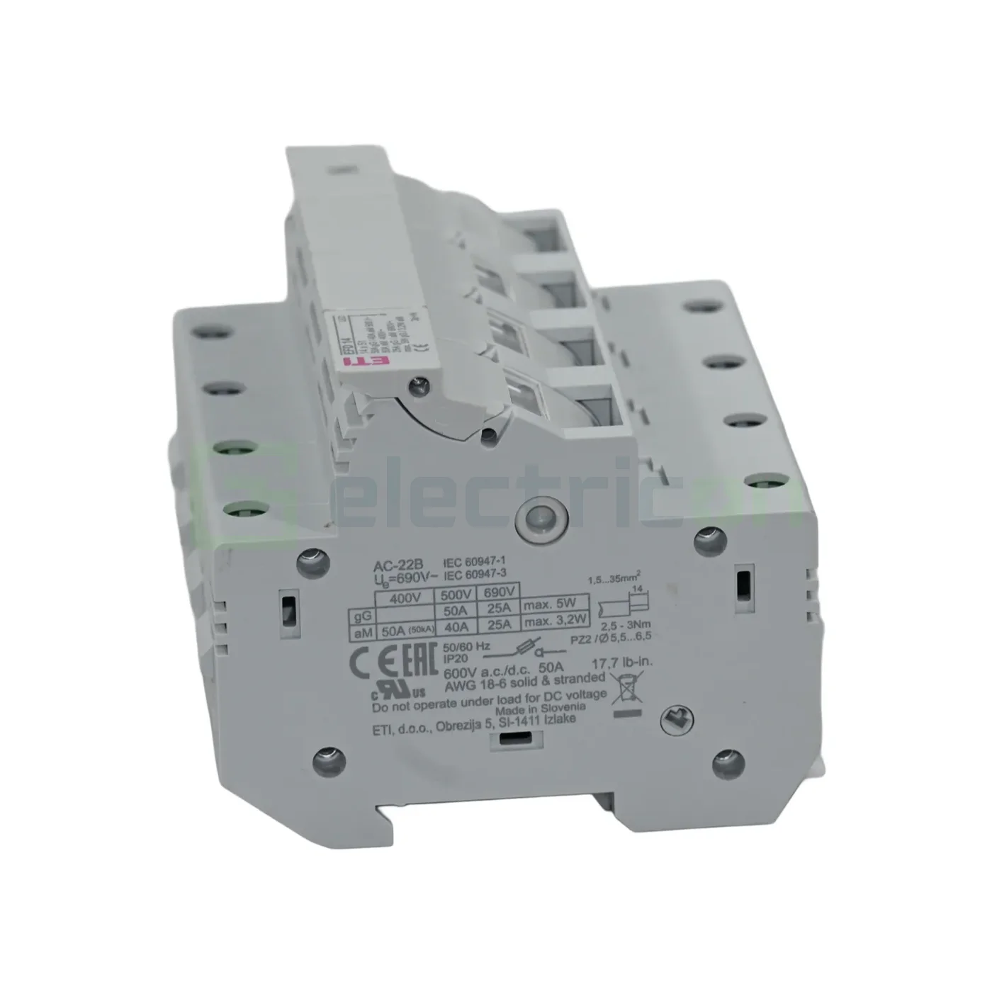 Separator fuzibil (soclu), pentru CH14x51, maxim 50A, 3P+N, cu LED,EFD 14 3p+N LED,  ETI, 002560015 [2]