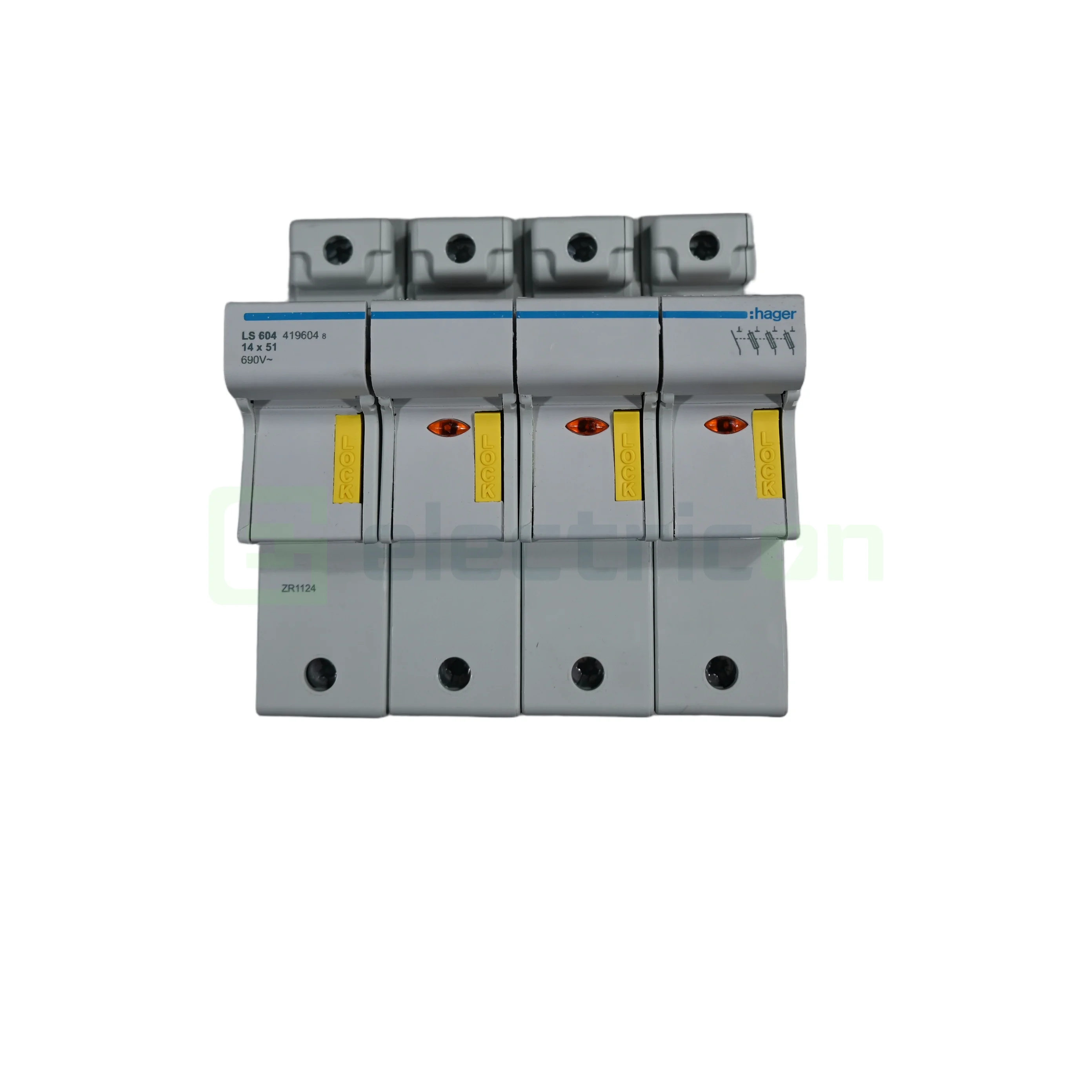 Separator fuzibil (soclu), pentru CH14x51, maxim 50A, 4P, cu LED,  Hager, LS604