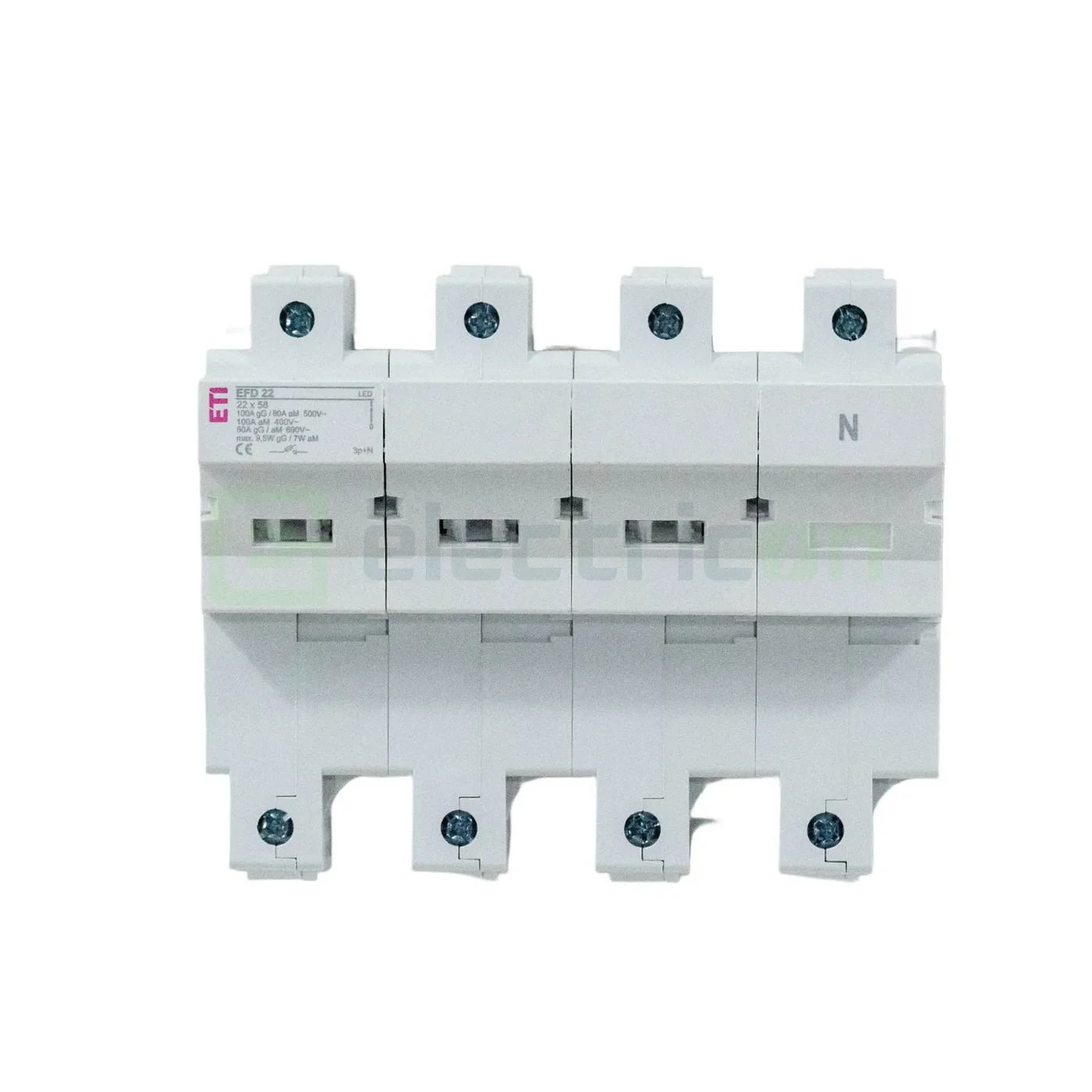 Separator fuzibil (soclu), pentru CH22x58, maxim 100A, 3P+N,EFD 22 3p+N LED,  ETI, 002570015