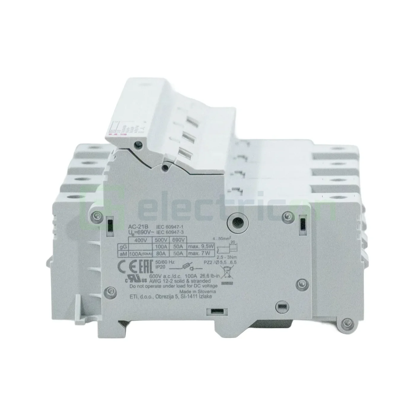 Separator fuzibil (soclu), pentru CH22x58, maxim 100A, 3P+N,EFD 22 3p+N LED,  ETI, 002570015 [3]