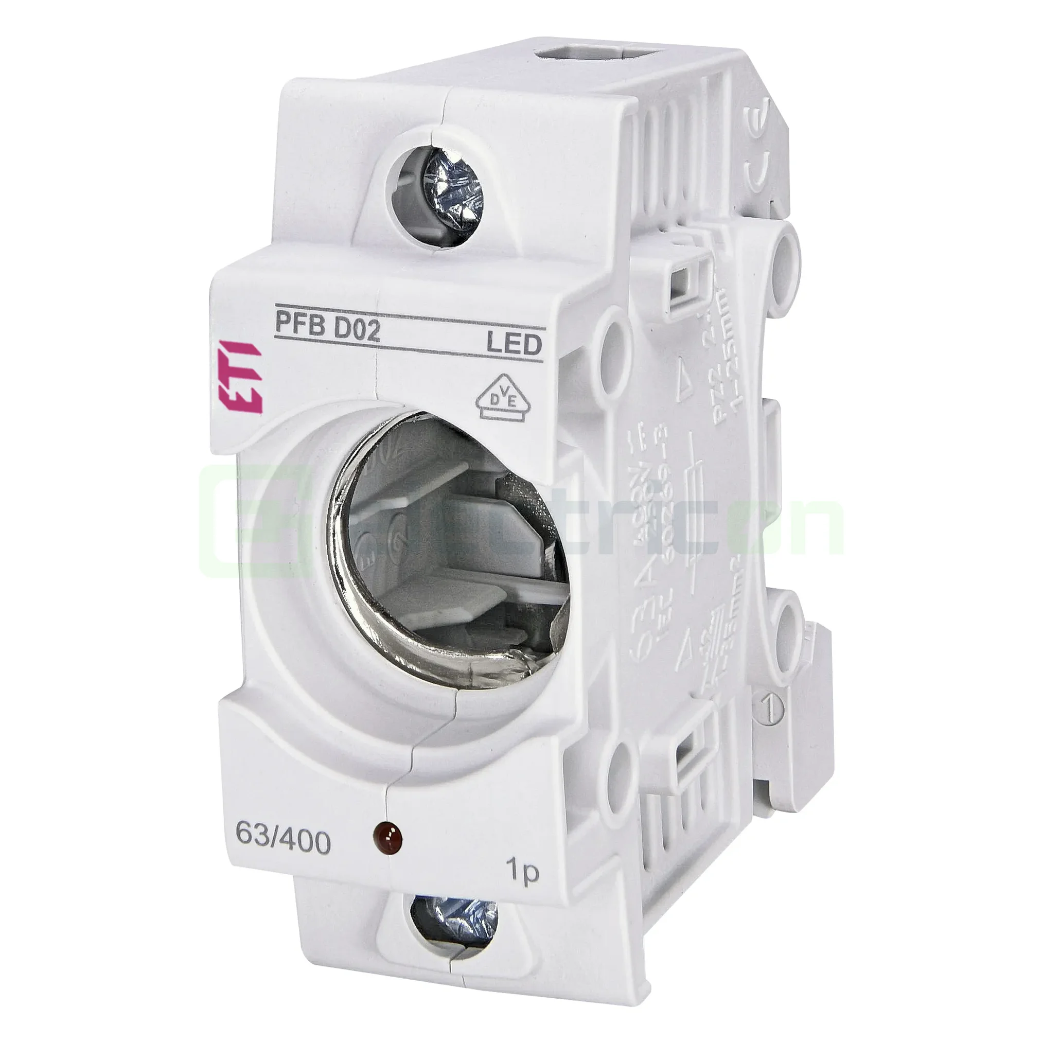 Separator fuzibil (soclu), pentru D02-E18, maxim 63A, 1P, cu LED, PFB D02 1p LED,  ETI, 002510022