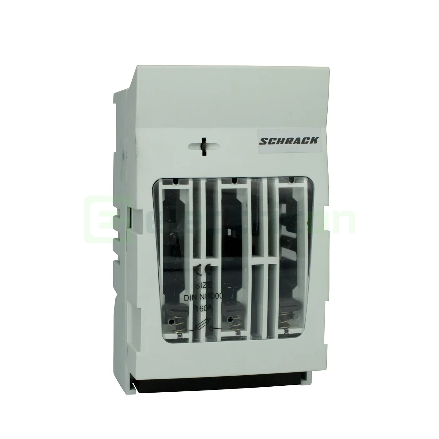 Soclu pentru fuzibile & sigurante fuzibile - Separator fuzibil (soclu), pentru NH000, maxim 100A, 3P, cu bride, pentru contrapanou , Schrack, ISA05011