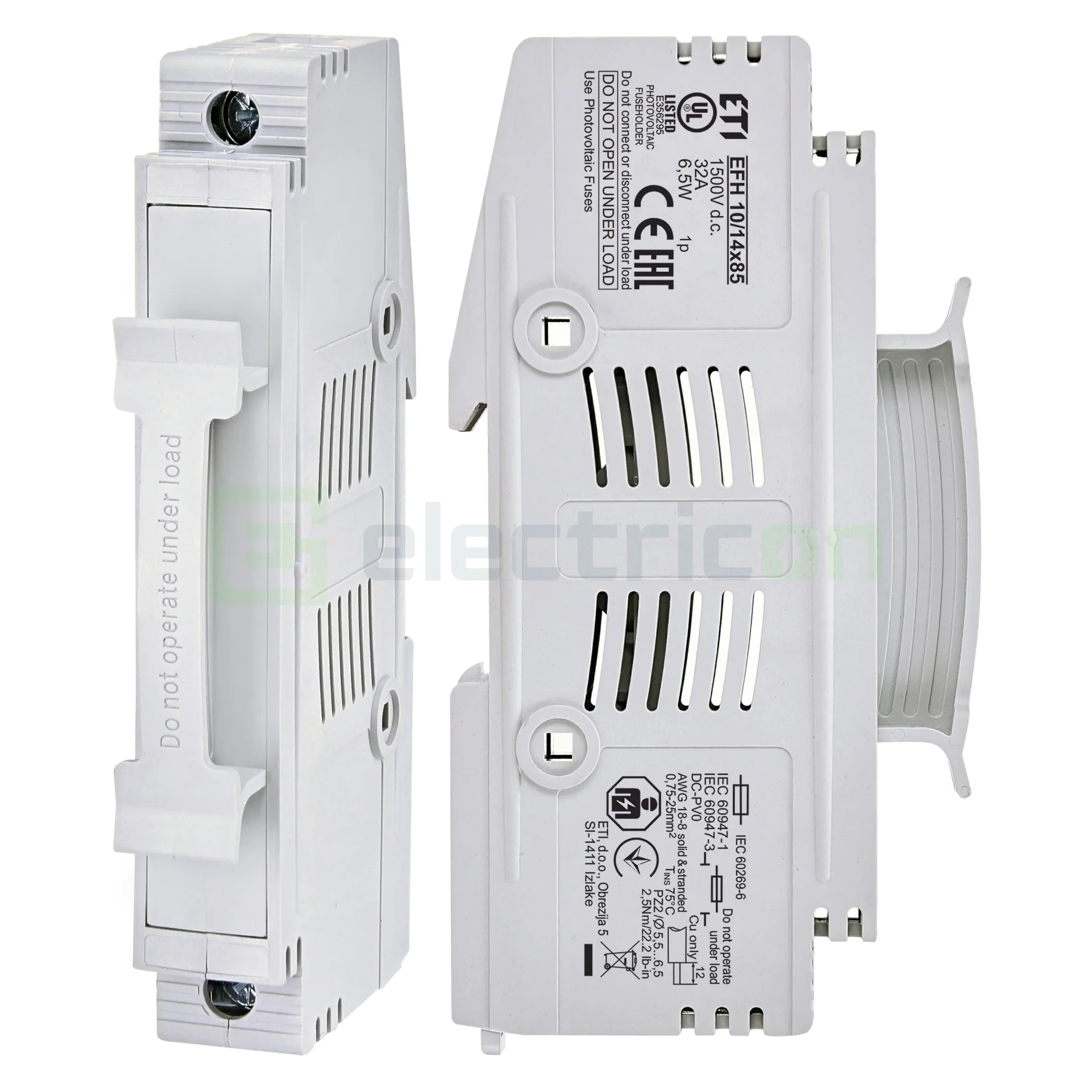 Separator fuzibil (soclu) fotovoltaic, pentru CH10x85, maxim 32A, 1P, EFH 10/14x85,  ETI, 001703005 