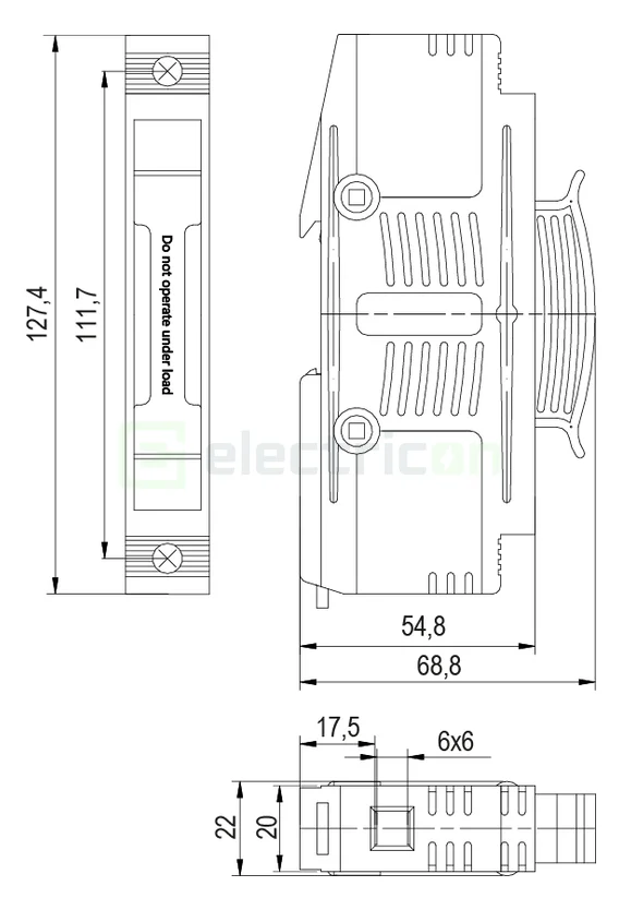 Separator fuzibil (soclu) fotovoltaic, pentru CH10x85, maxim 32A, 1P, EFH 10/14x85,  ETI, 001703005  [1]