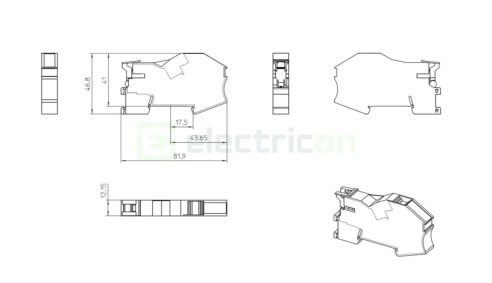 Suport bara AB-PTI 16-NLS BU albastru Phoenix Contact fixare culoare bare cupru [2]