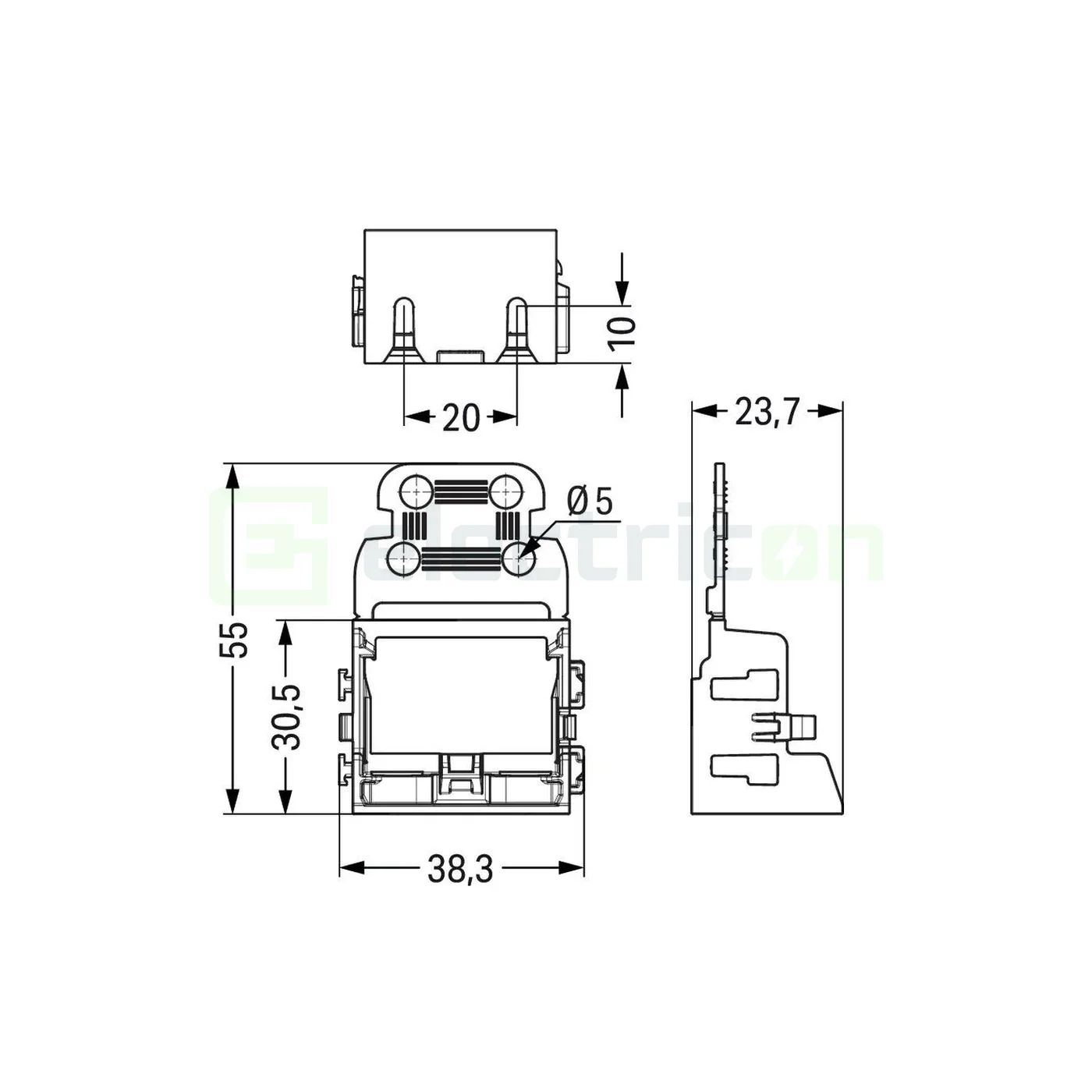 Suport de montare cu detensionare pentru conectori cu 10 fire,4mm,pentru montare cu surub albastru, Wago, 221-509/000-006 [4]