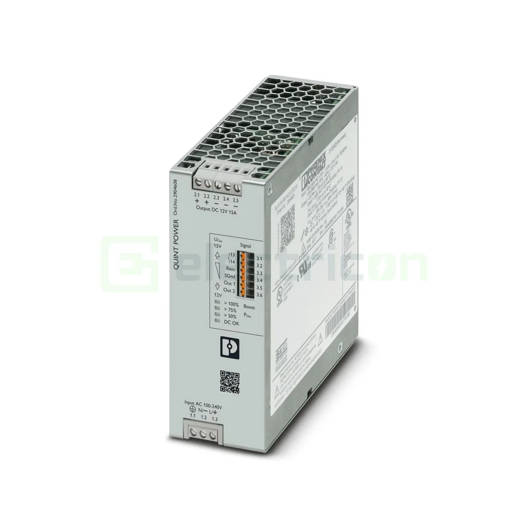 Contactori, Relee, Contoare & Surse - Sursa de alimentare pe șină DIN, 12V DC/ 15A , QUINT4-PS/1AC/12DC/15  , Phoenix Contact, 2904608