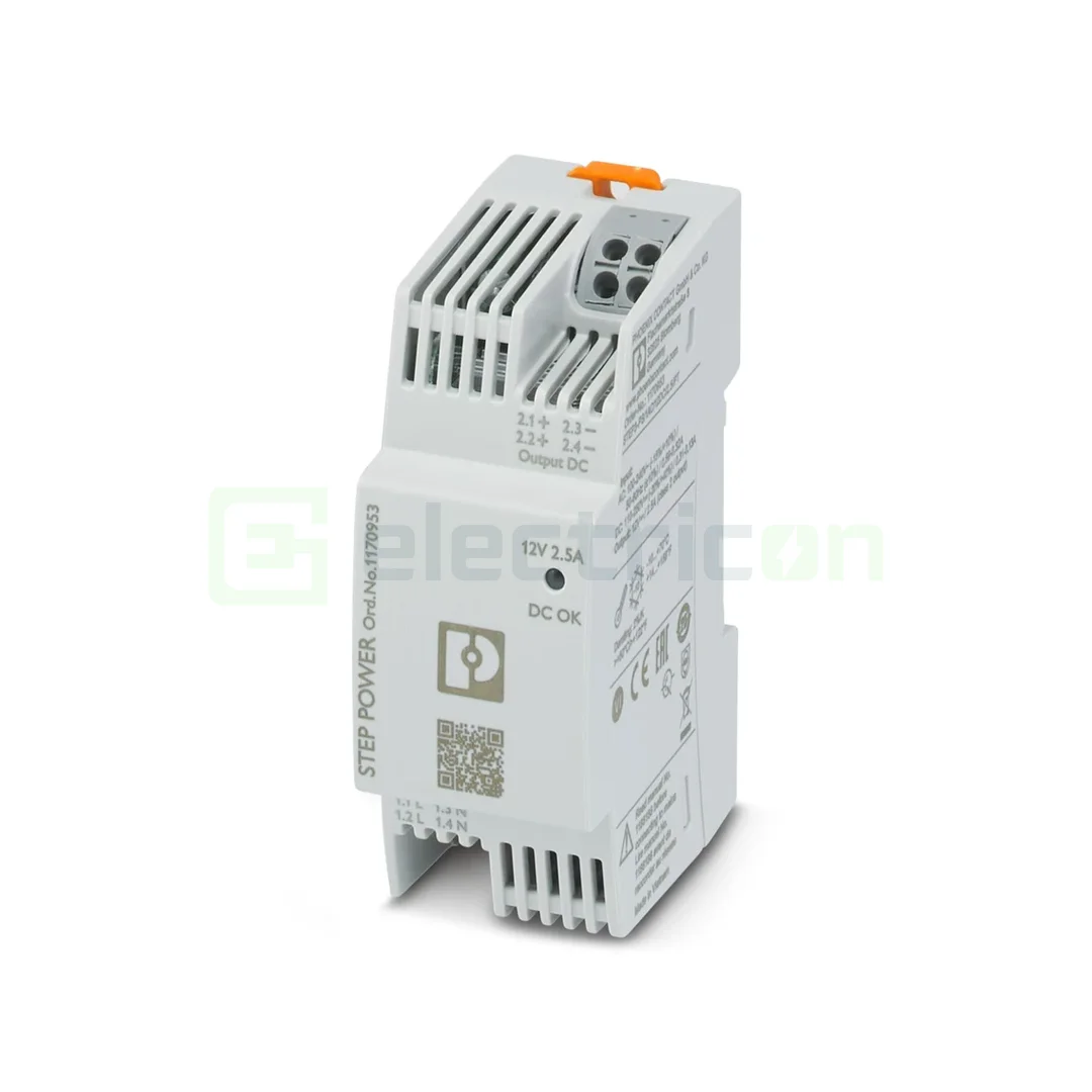 Contactori, Relee, Contoare & Surse - Sursa de alimentare pe șină DIN, 12V DC/ 2,5A , STEP3-PS/1AC/12DC/2.5/PT  , Phoenix Contact, 1170953