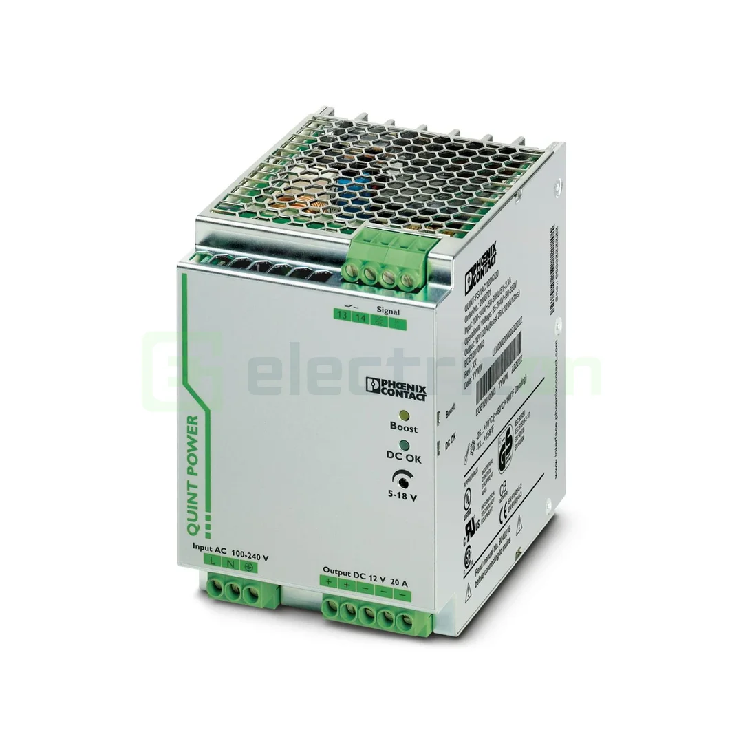 Contactori, Relee, Contoare & Surse - Sursa de alimentare pe șină DIN, 12V DC/ 20A , QUINT-PS/1AC/12DC/20 , Phoenix Contact, 2866721