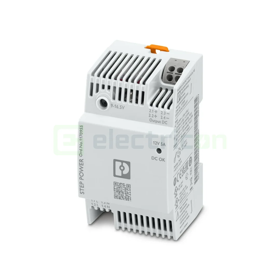 Contactori, Relee, Contoare & Surse - Sursa de alimentare pe șină DIN, 12V DC/ 5A , STEP3-PS/1AC/12DC/5/PT, Phoenix Contact, 1170955