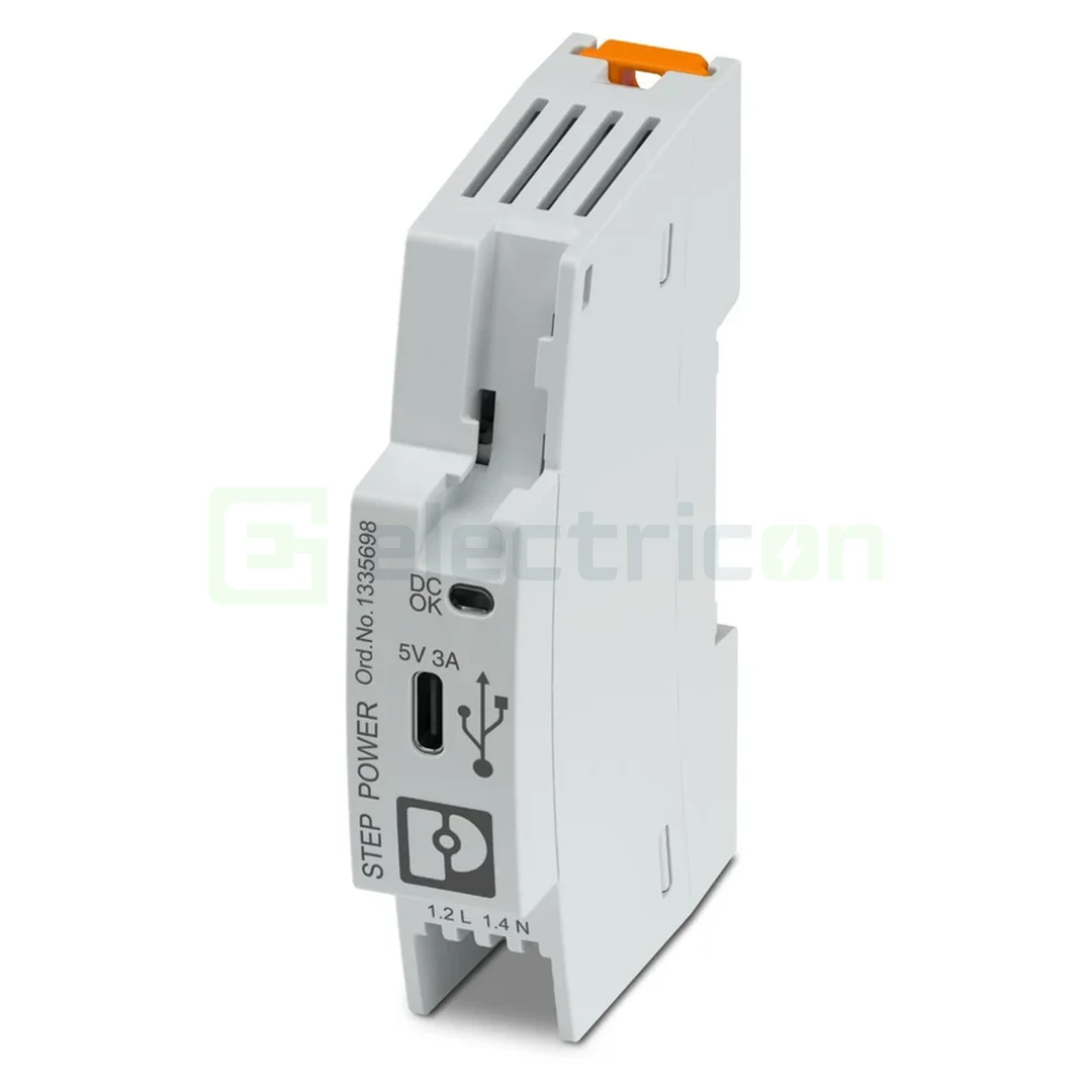 Contactori, Relee, Contoare & Surse - Sursa de alimentare pe șină DIN, 5V DC/ 3A , cu port USB C 15 V (5V/3A),STEP3-PS/1AC/5DC/3/PT/USB-C, Phoenix Contact, 1335698
